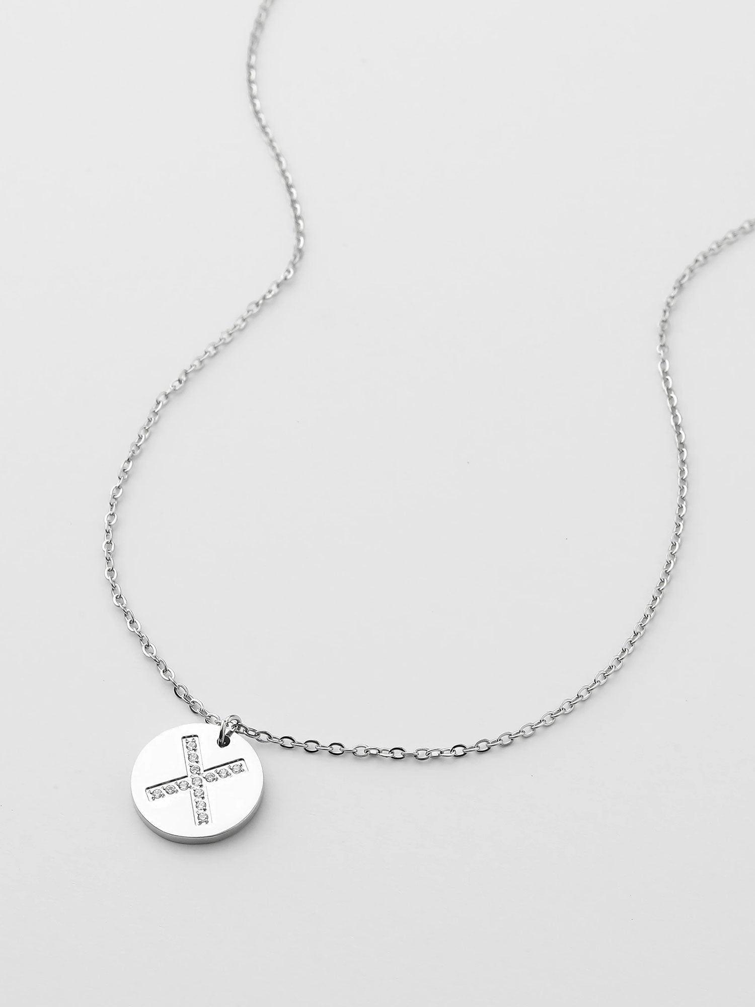 Colar Inicial X medalhão Prateado Brillante