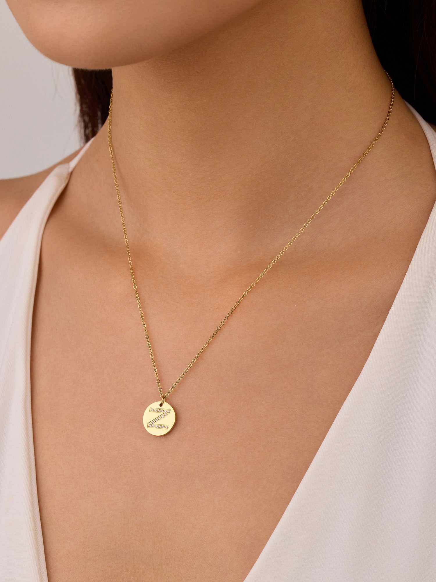 Colar Inicial Z medalhão Dourado Brillante
