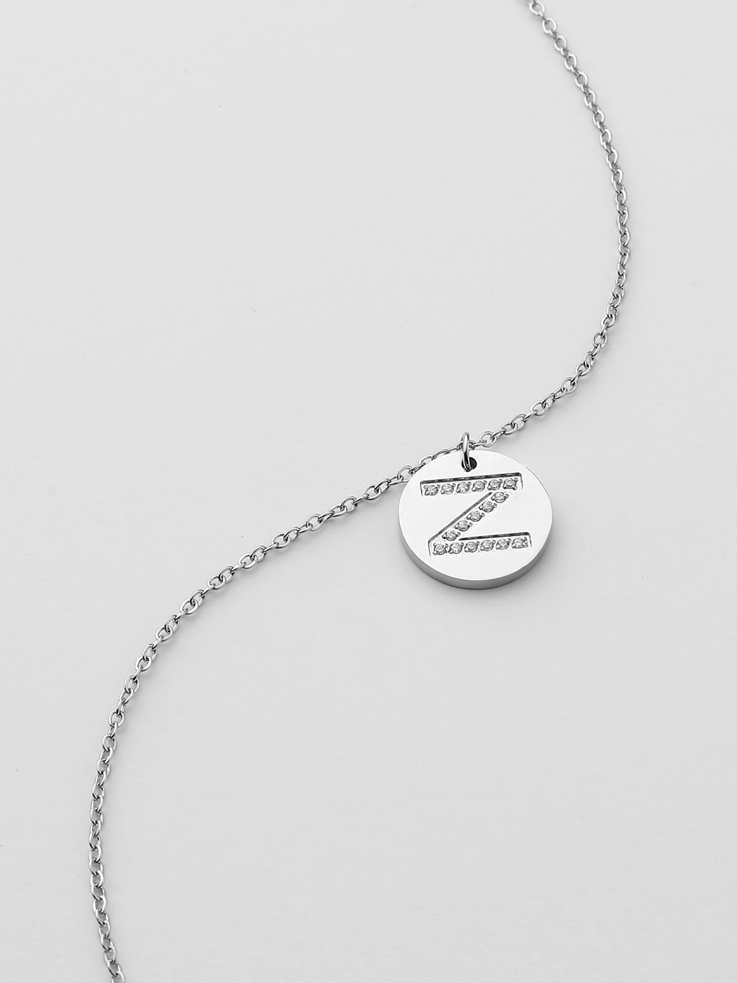 Colar Inicial Z medalhão Prateado Brillante
