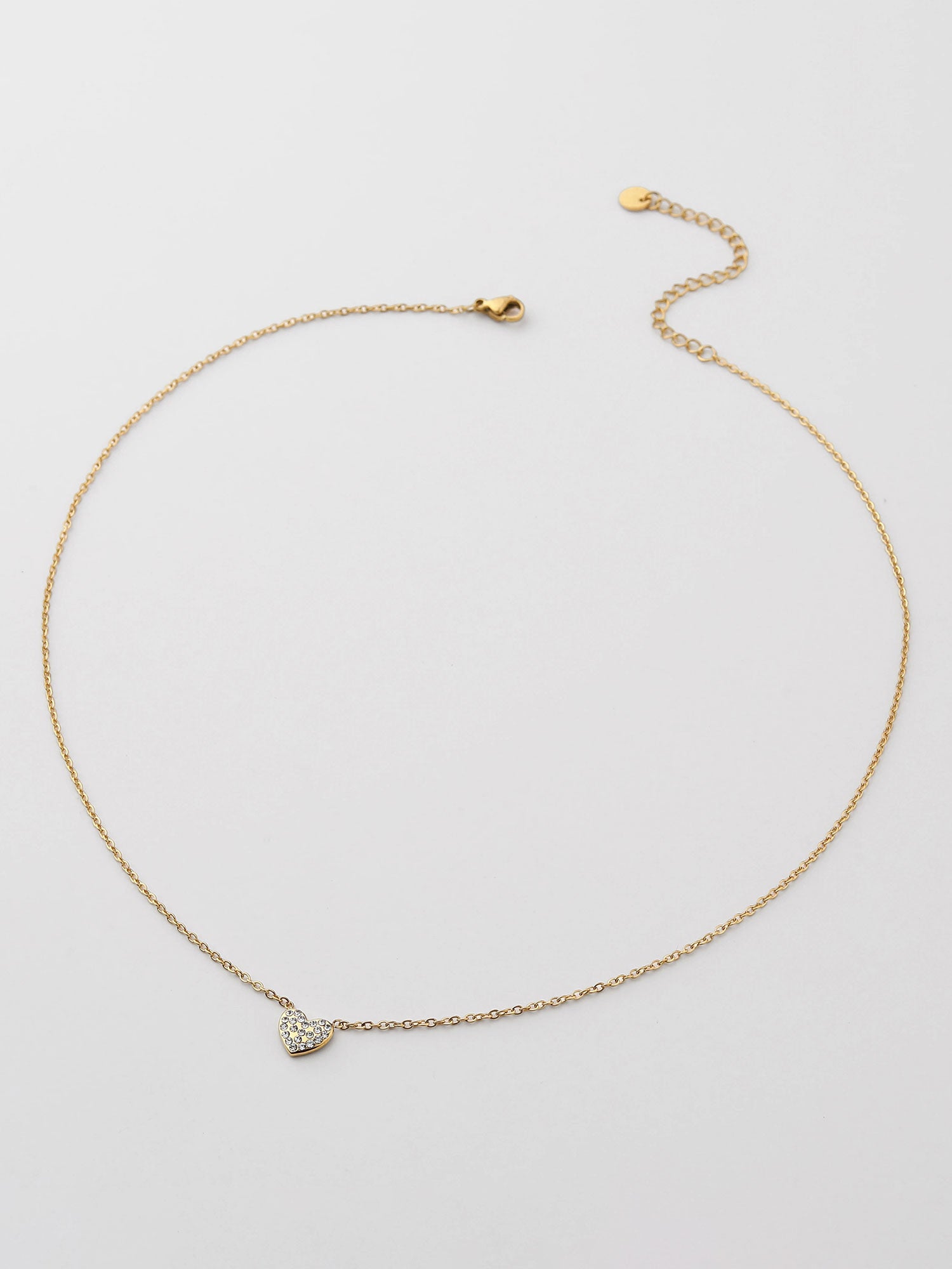 Colar coração com zirconia Dourado