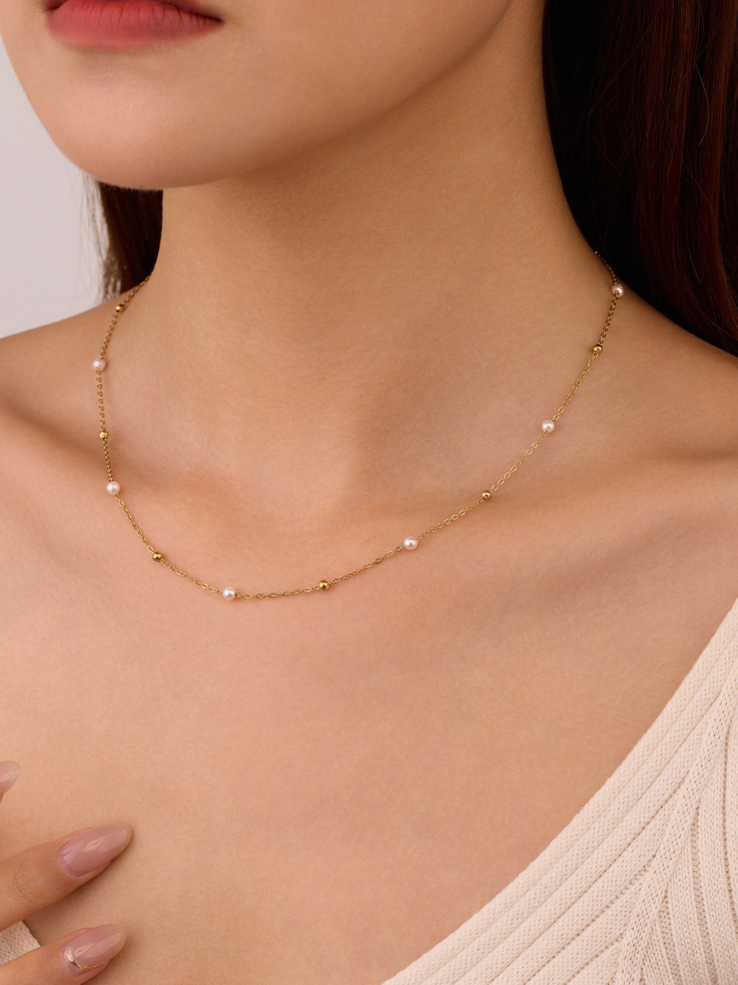 Colar pérolas Dourado Fino