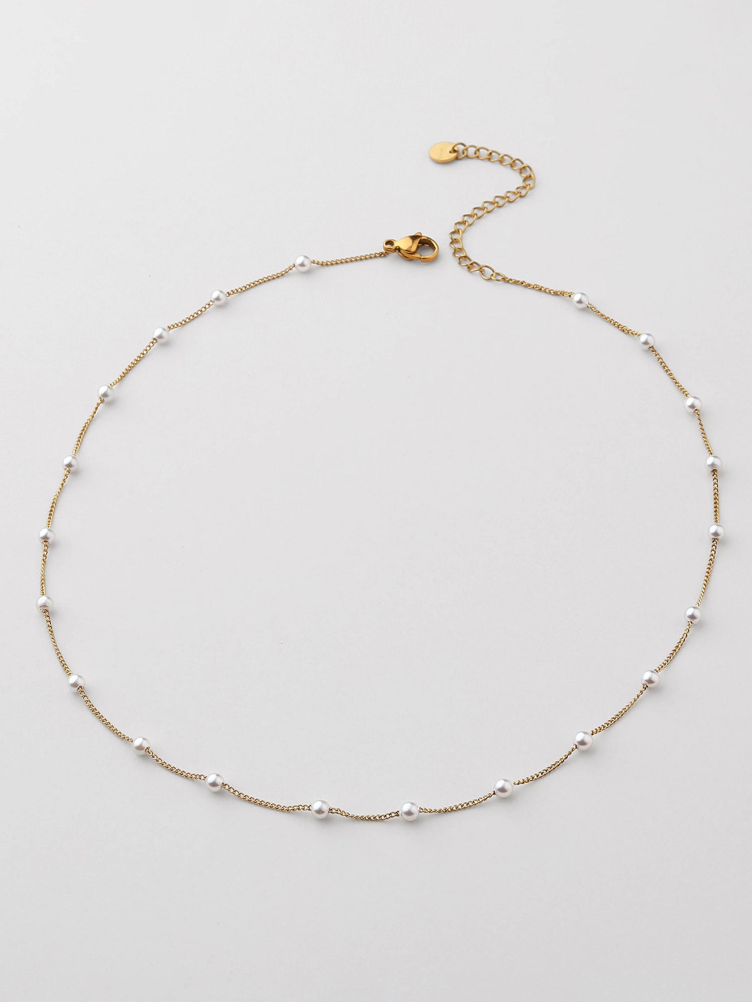 Colar pérolas Dourado Curto