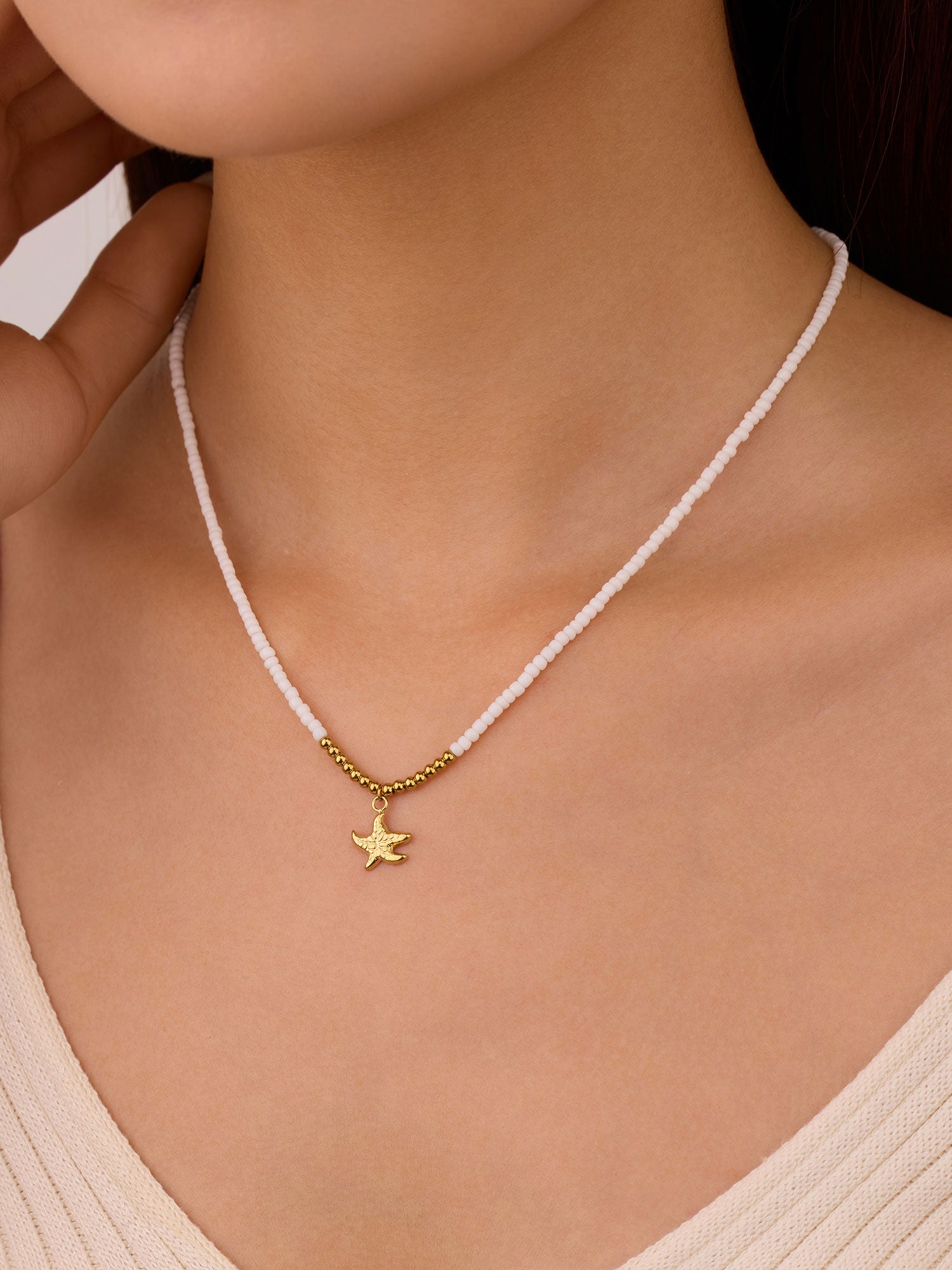 Colar de pérola Dourado estrela-do-mar