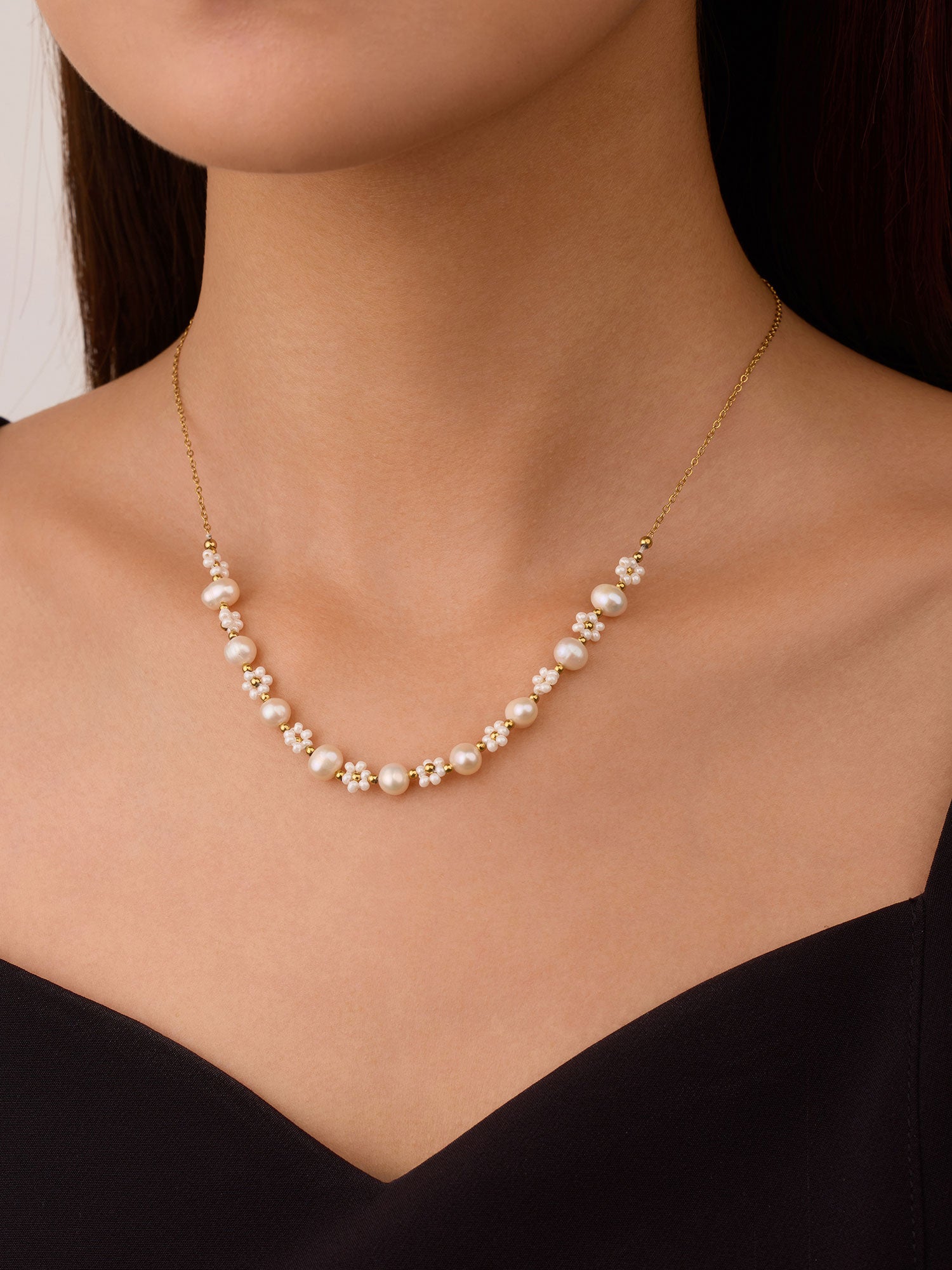 Colar pérola Dourado Clássico