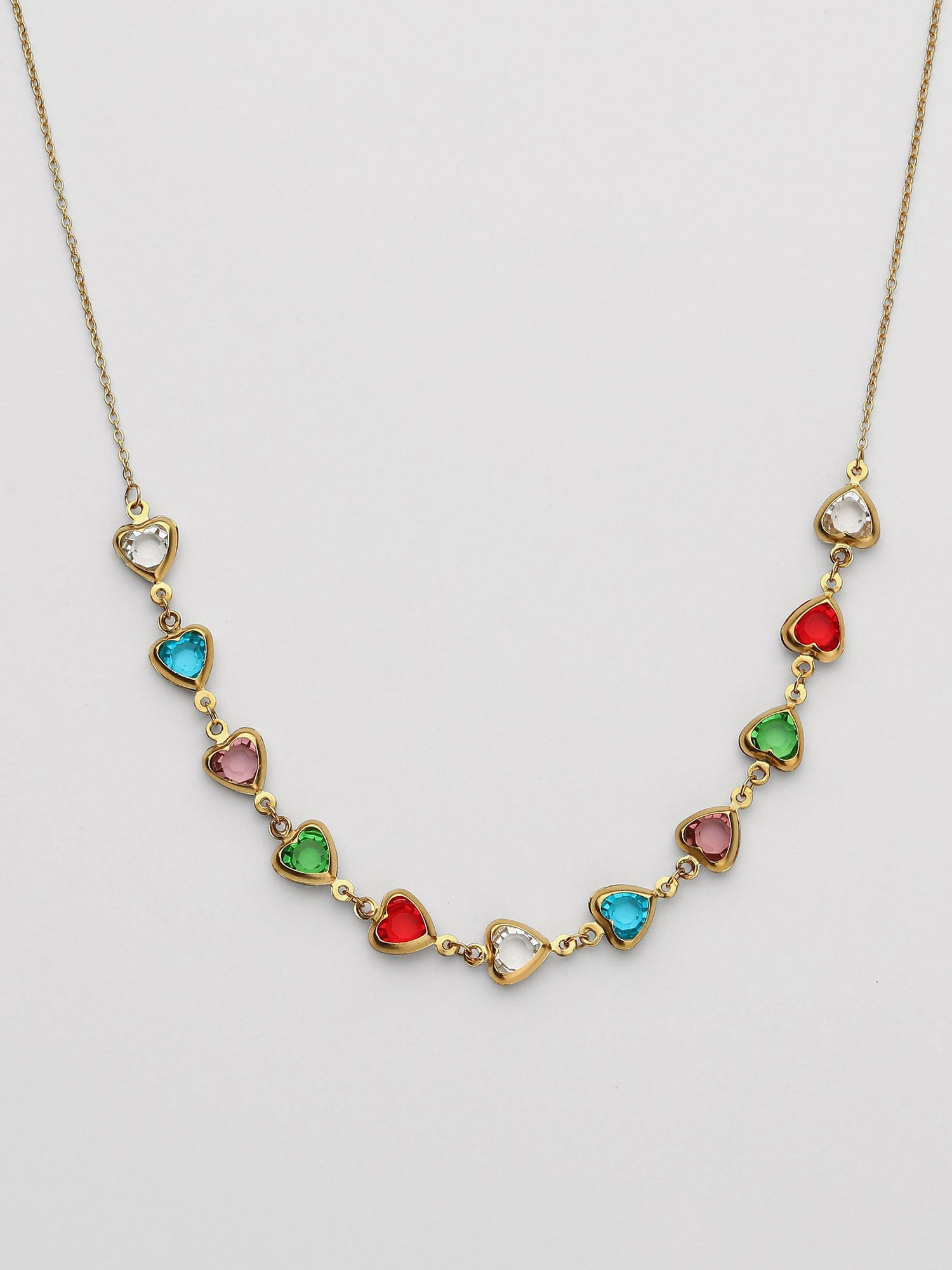 Colar Calyx Zircónias Multicolor Dourado