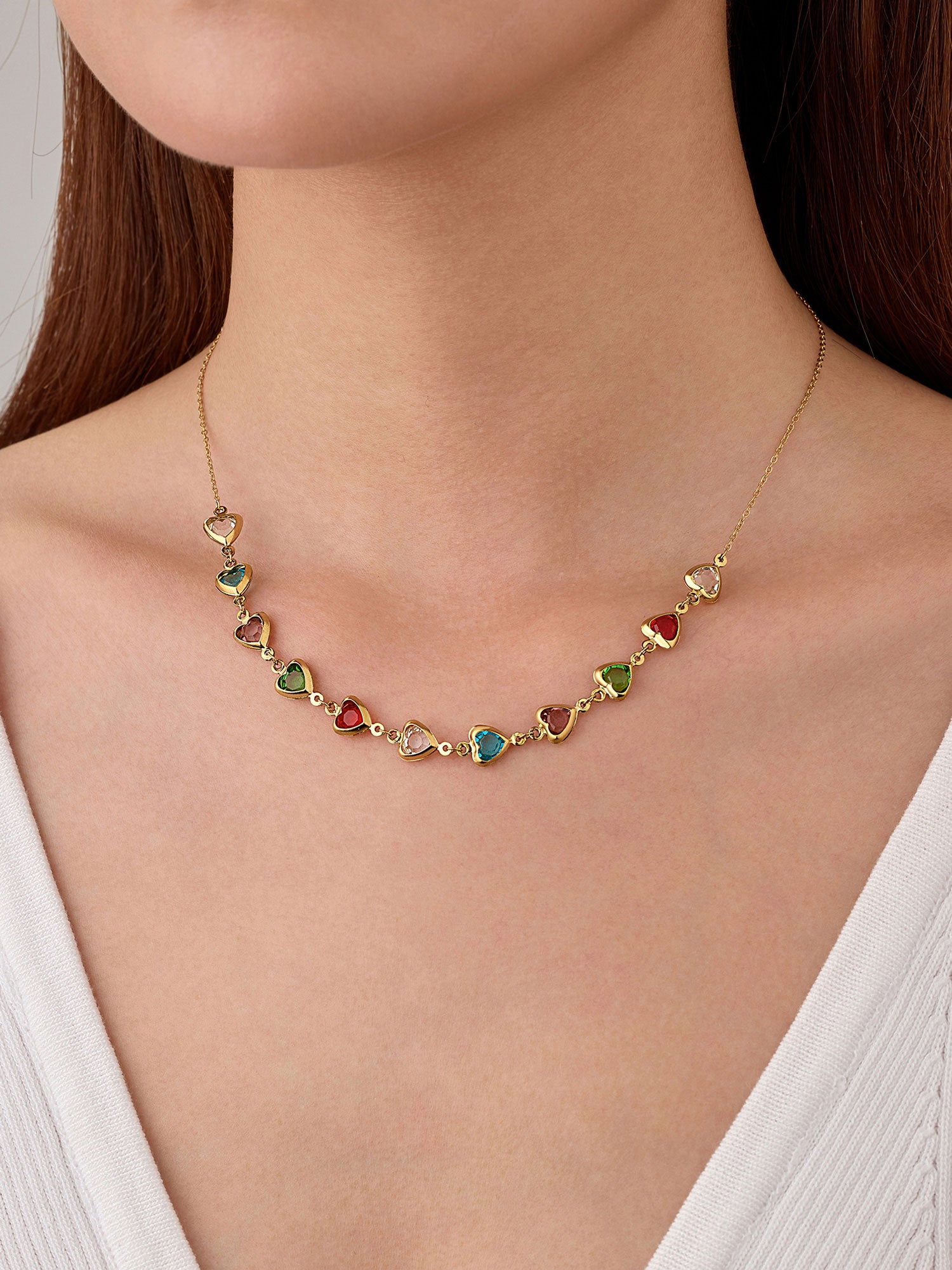 Colar Calyx Zircónias Multicolor Dourado