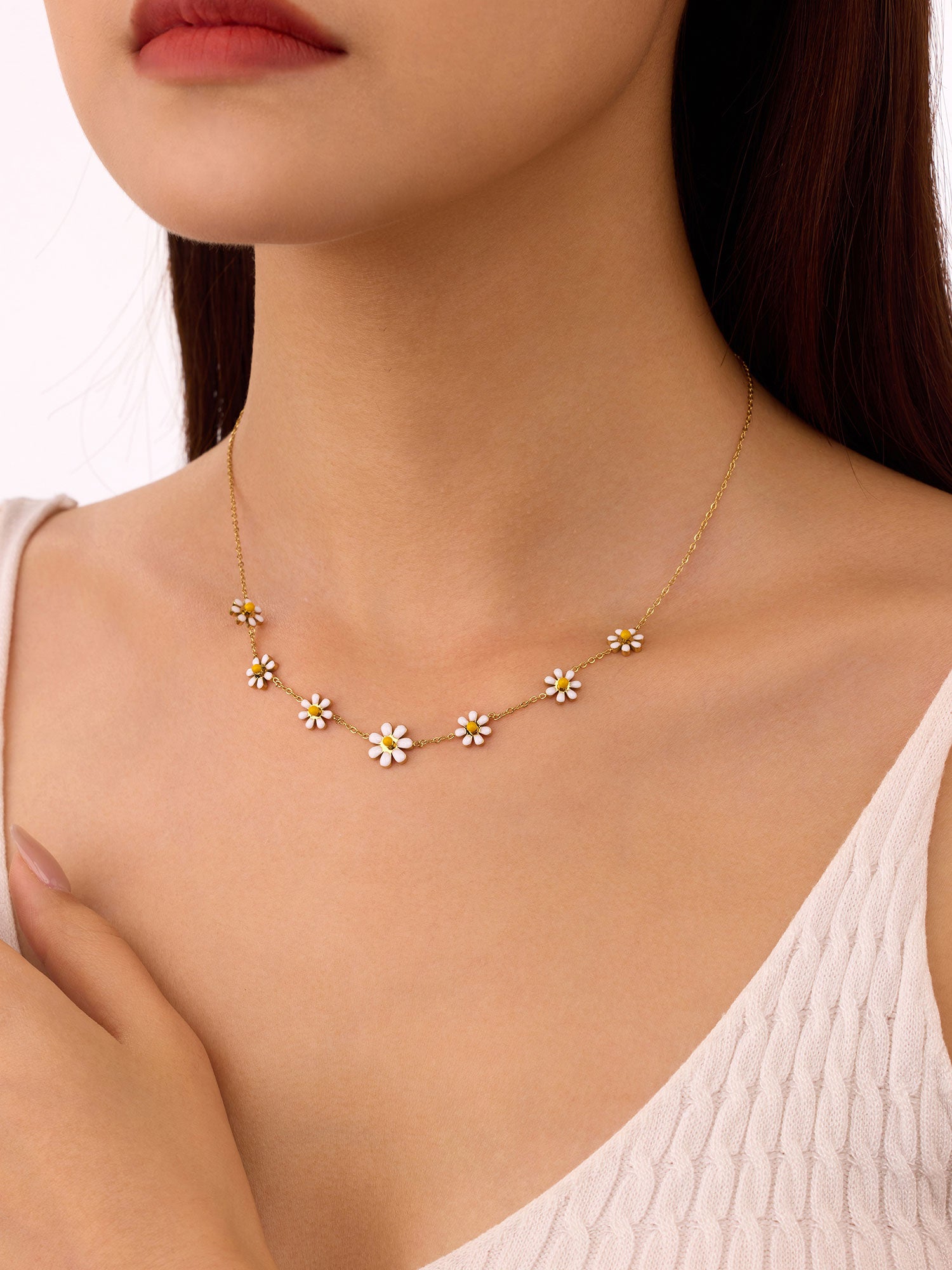 Colar flor margarida Dourado