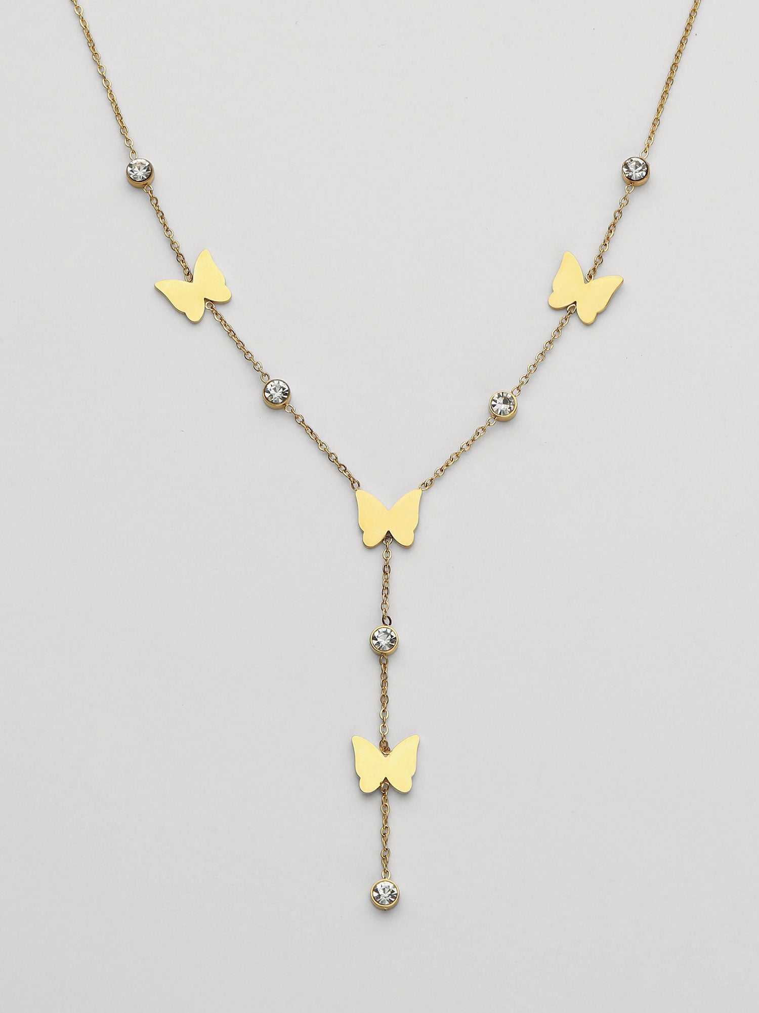 Colar Calira Borboleta Zircónia Dourado