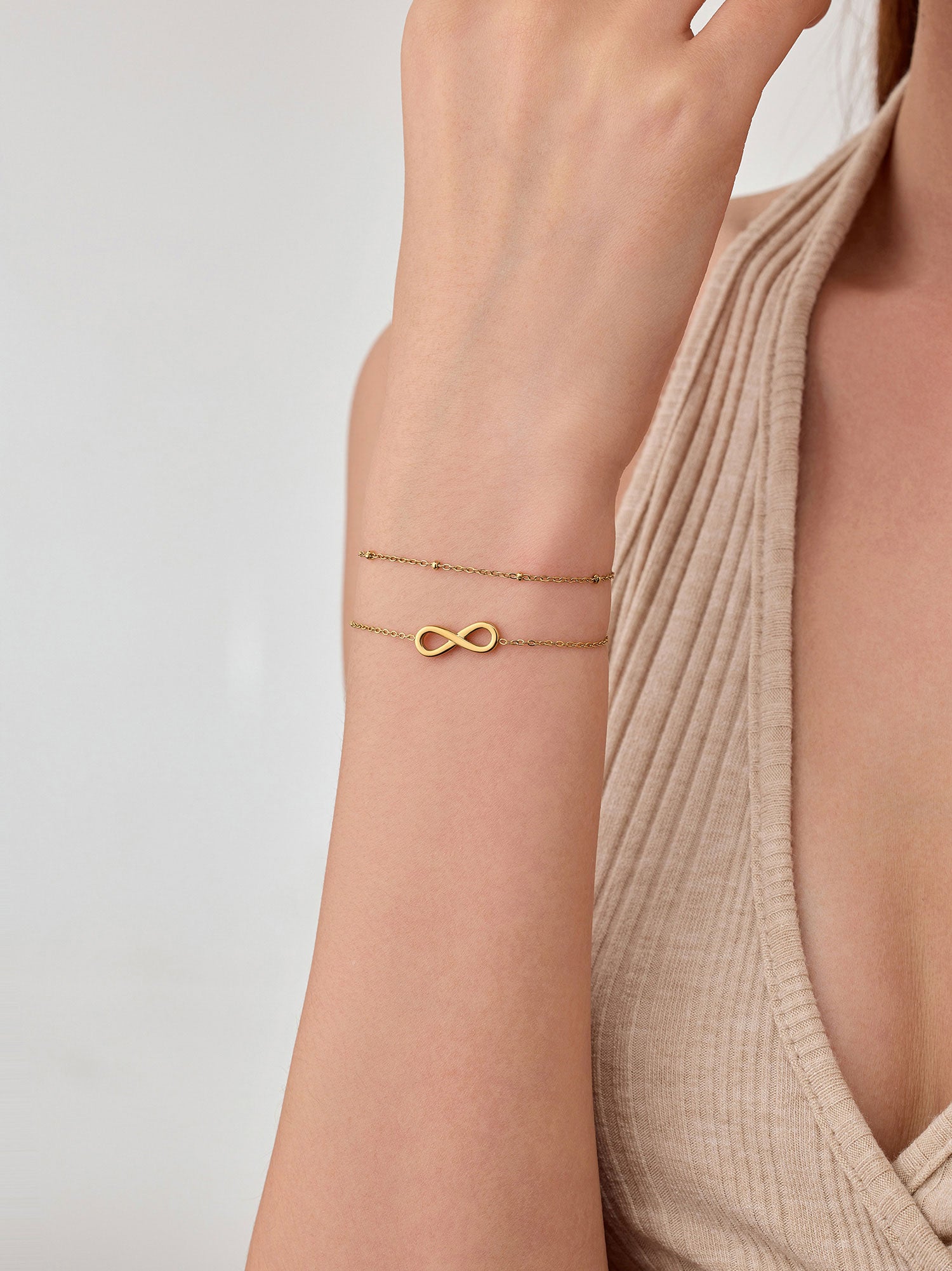 Pulseiras de corrente Asira Duplo Infinito Dourado