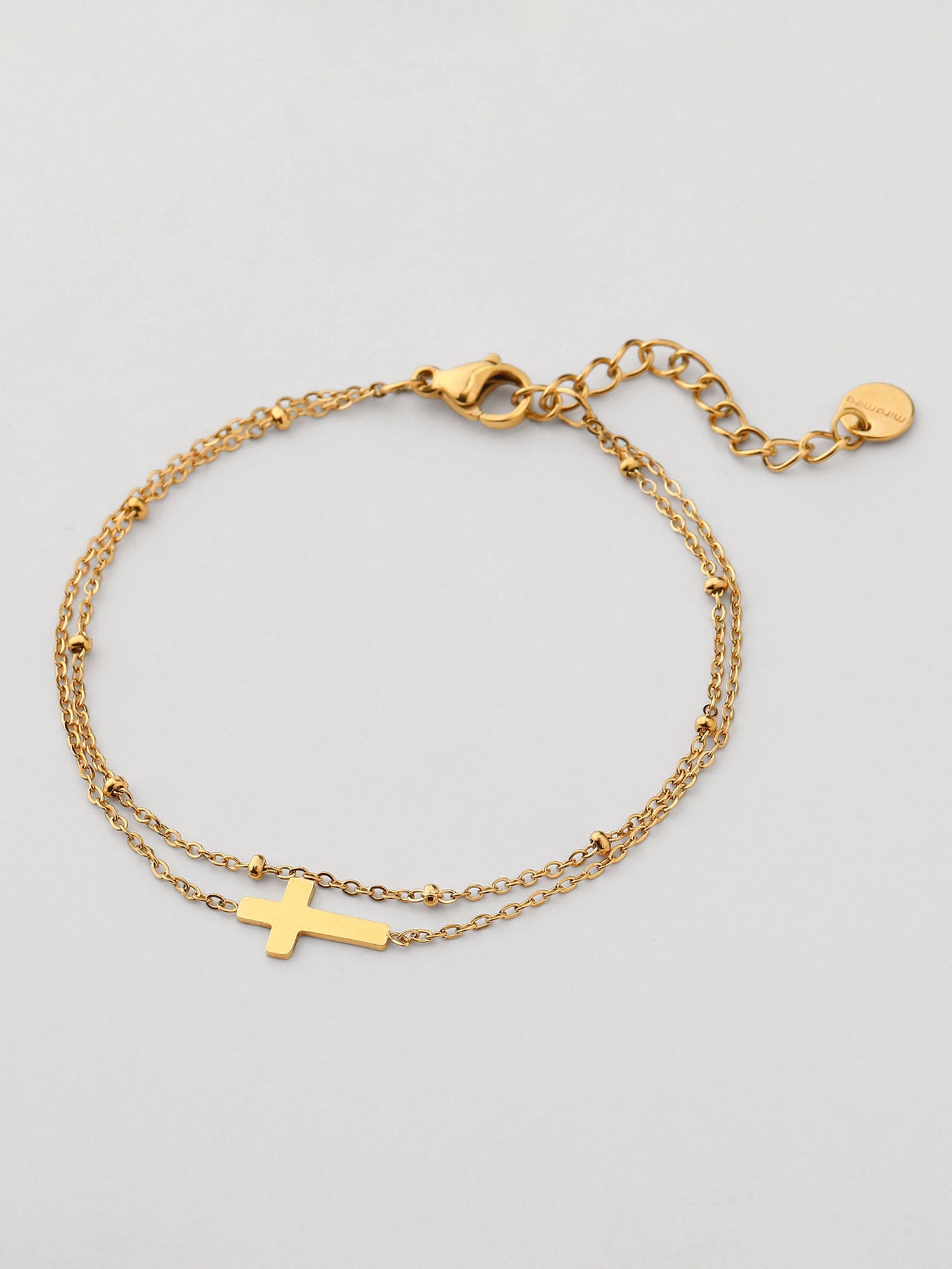 Pulseira corrente fina com cruz dorada