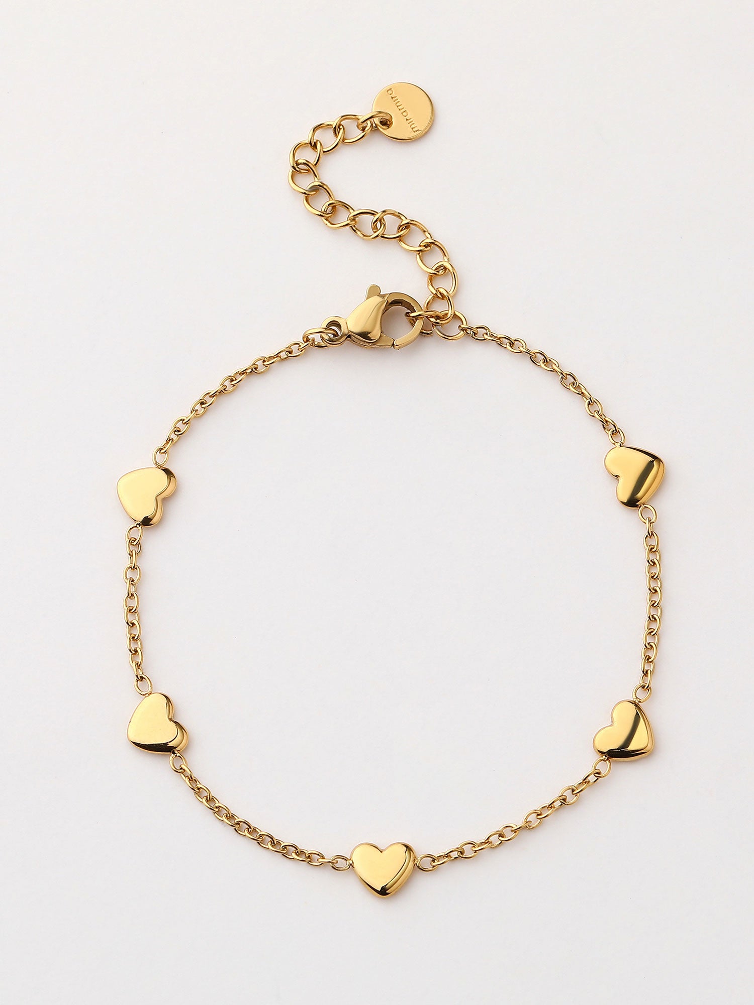 Pulseira de corazones dorada