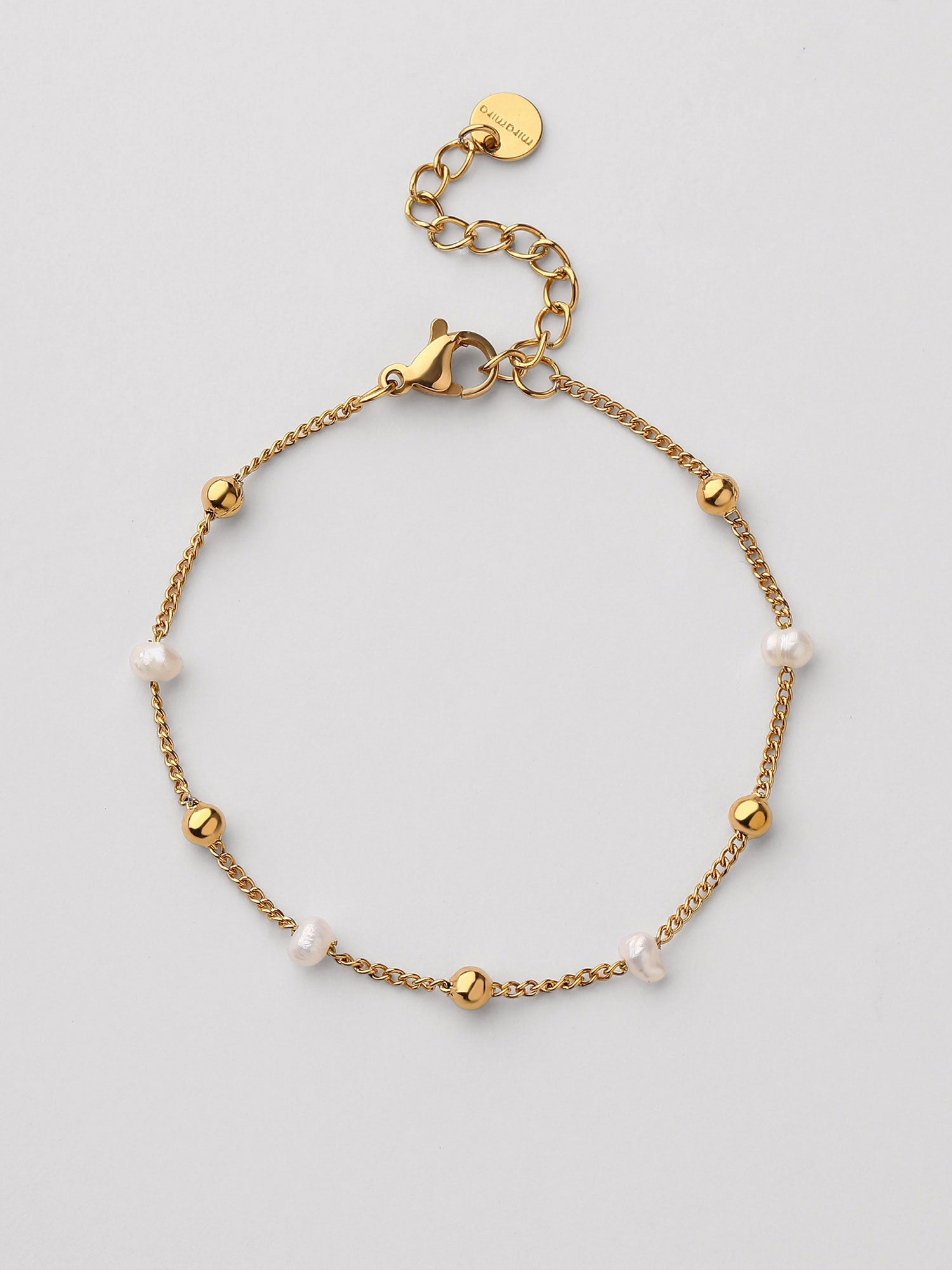 Pulseiras de corrente Ariaa Trançado Pérolas Dourado