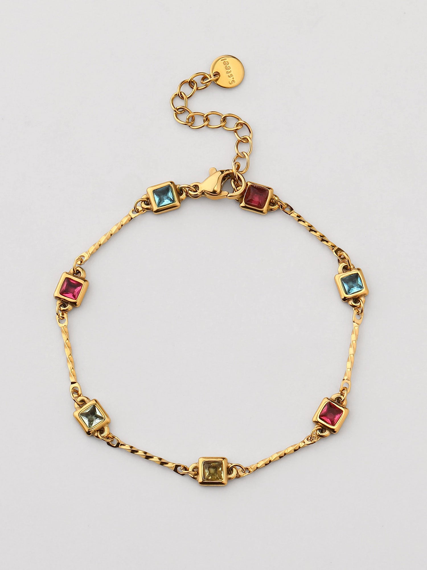 Pulseira zircónias multicolor Dourada