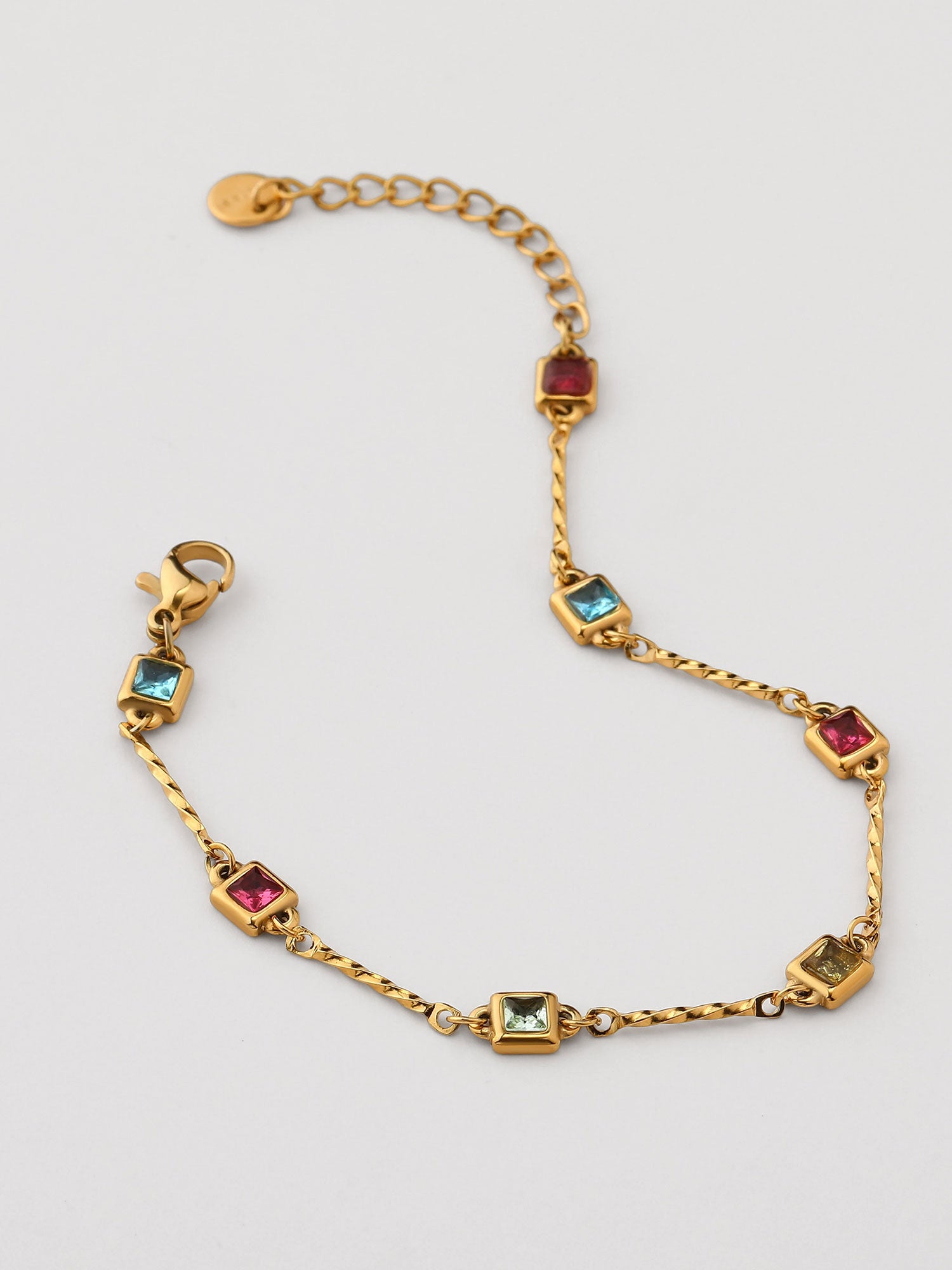 Pulseira zircónias multicolor Dourada