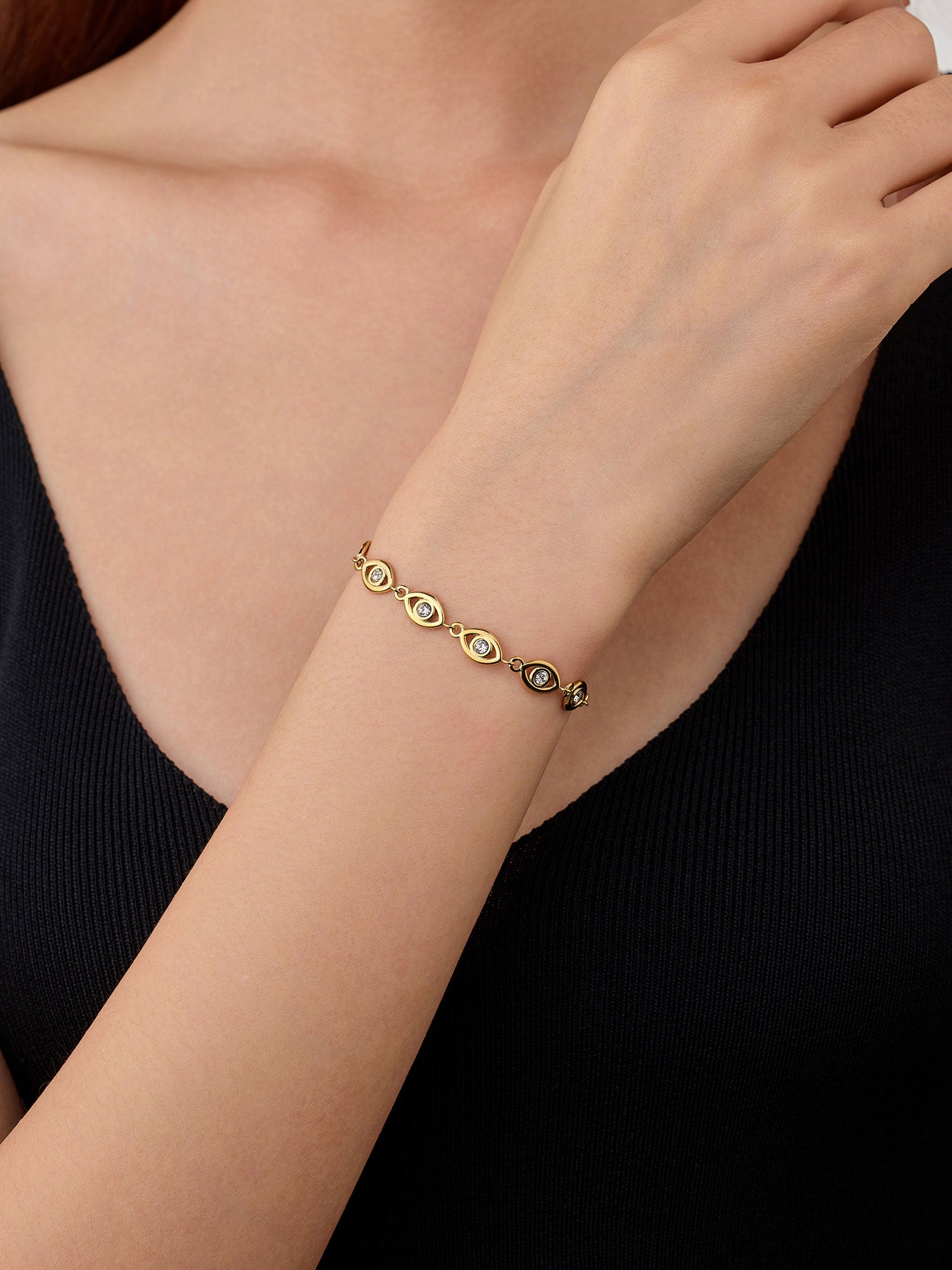 Pulseiras de corrente Anira Corrente Zircónias Dourado