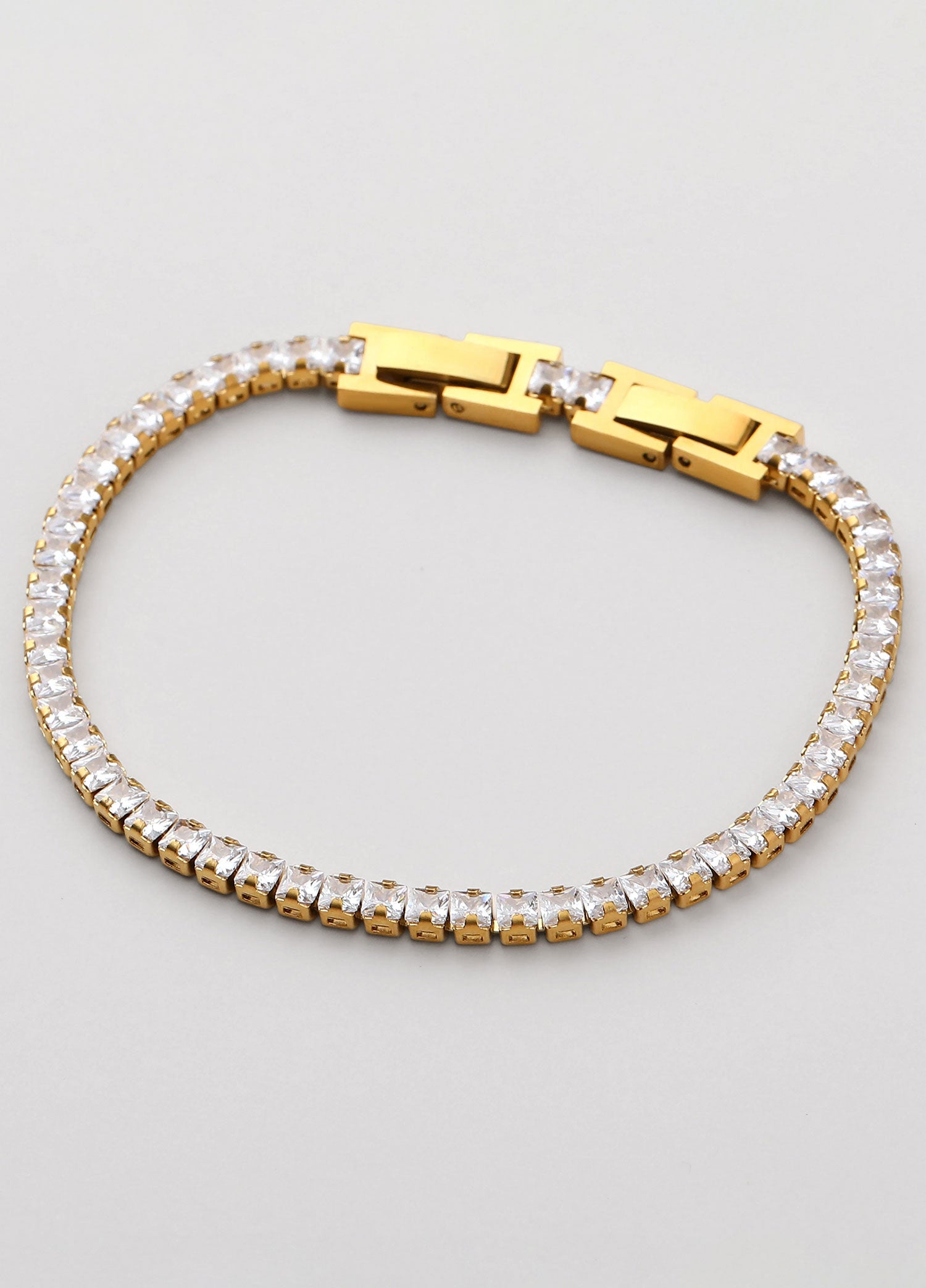 Pulseira de zircónias branca dorada