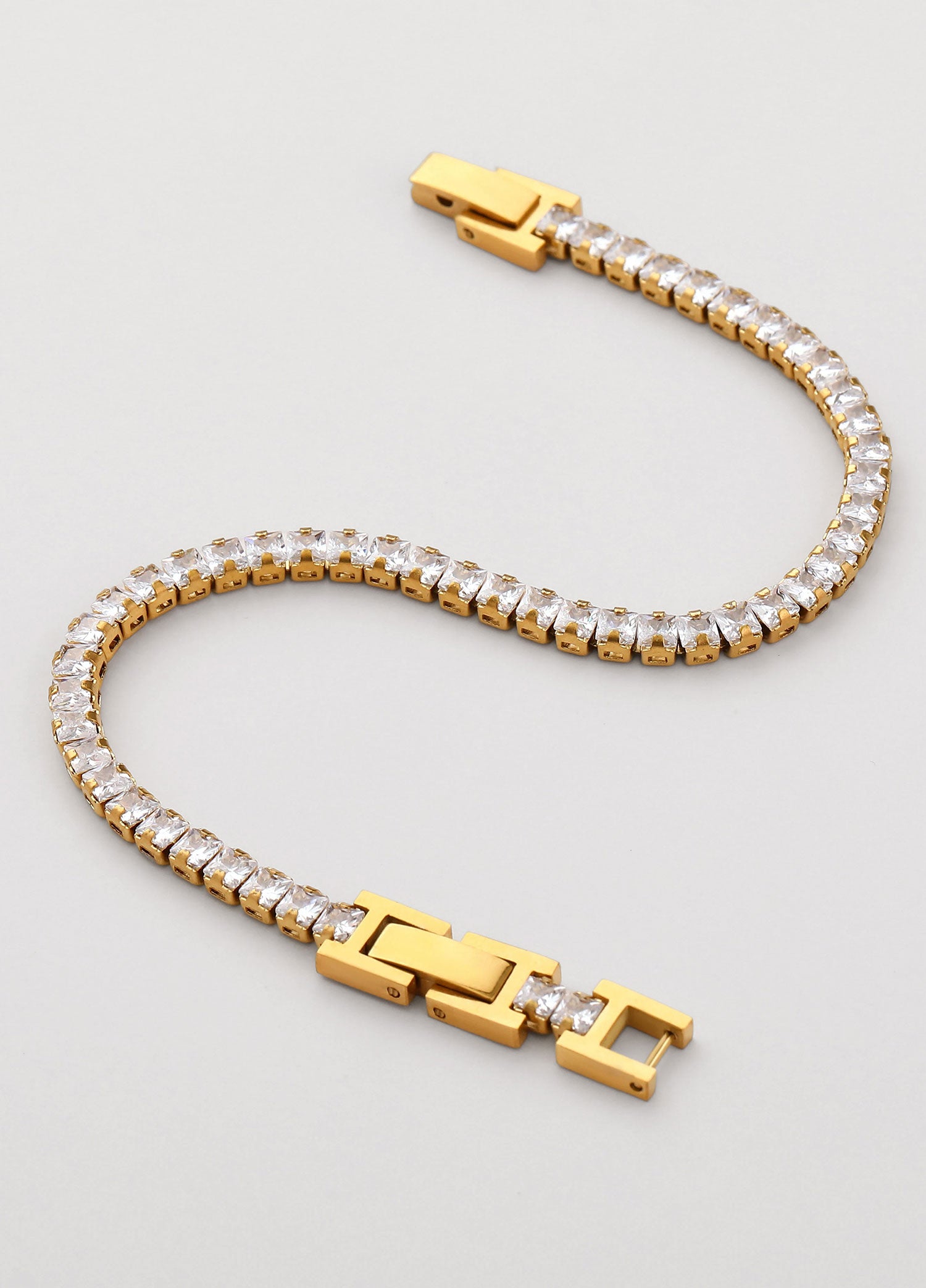 Pulseira de zircónias branca dorada
