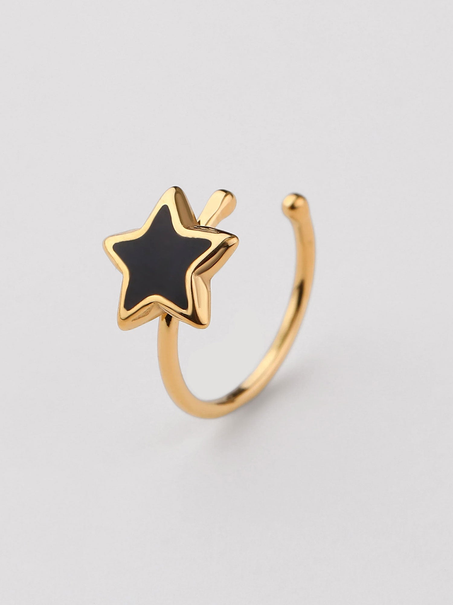 Ear cuff Yana estrela com zircónias pretas dourado
