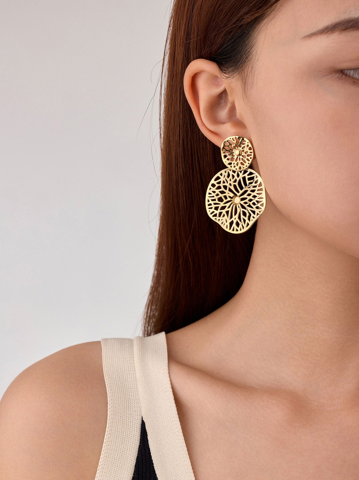 Brincos Pendente Velia Dourado Minimal