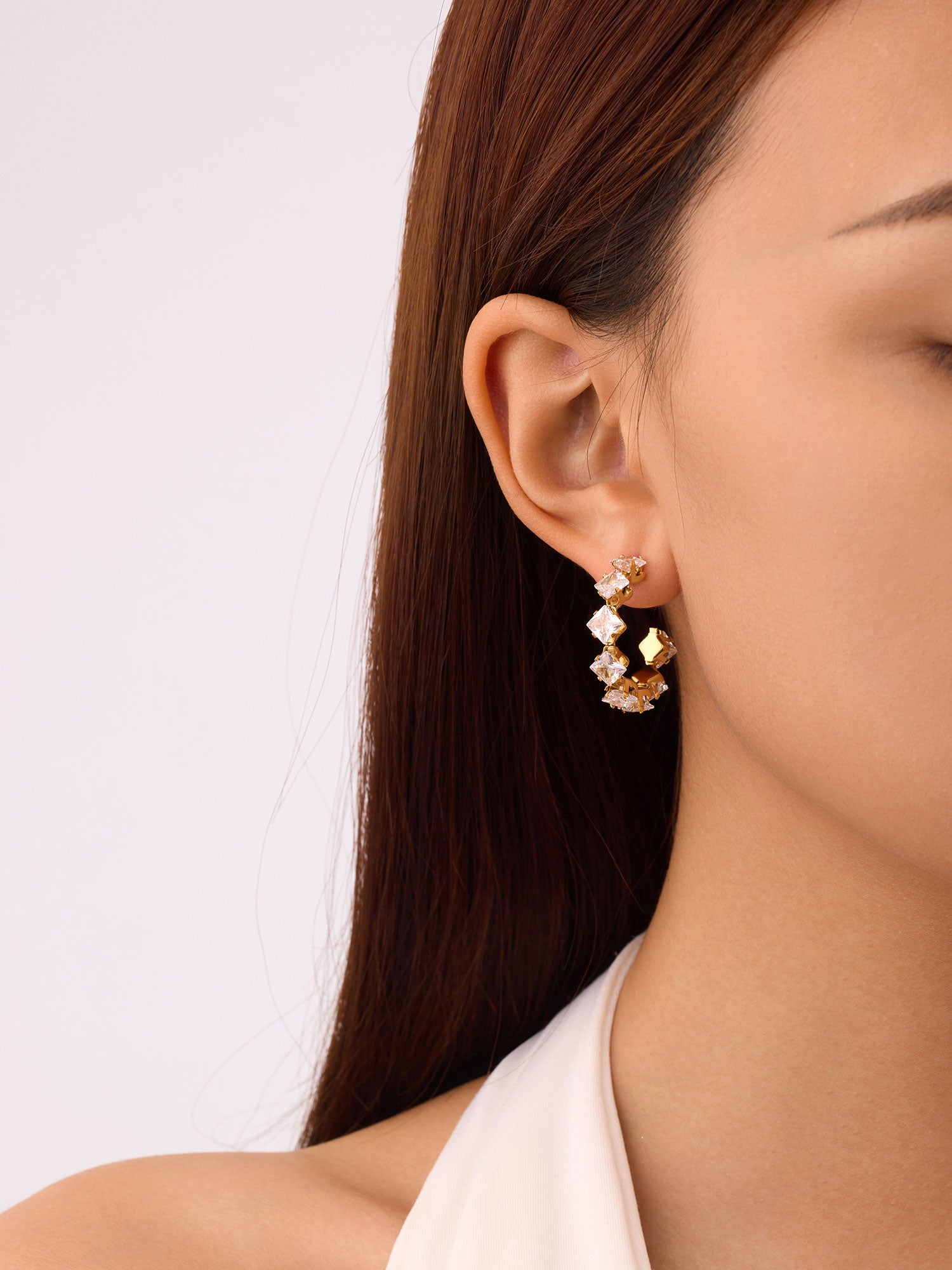 Brincos aro Isla com zircónias brancas