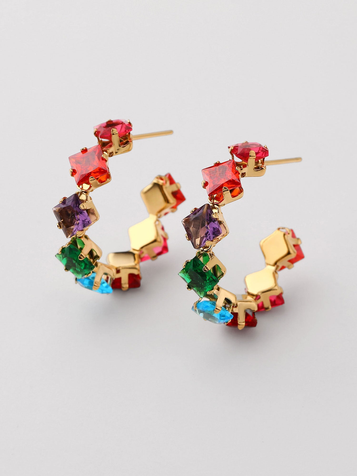 Brincos aro Isla com zircónias multicolor