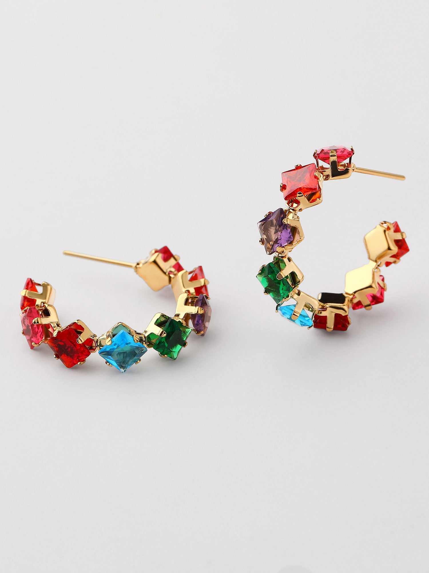 Brincos aro Isla com zircónias multicolor