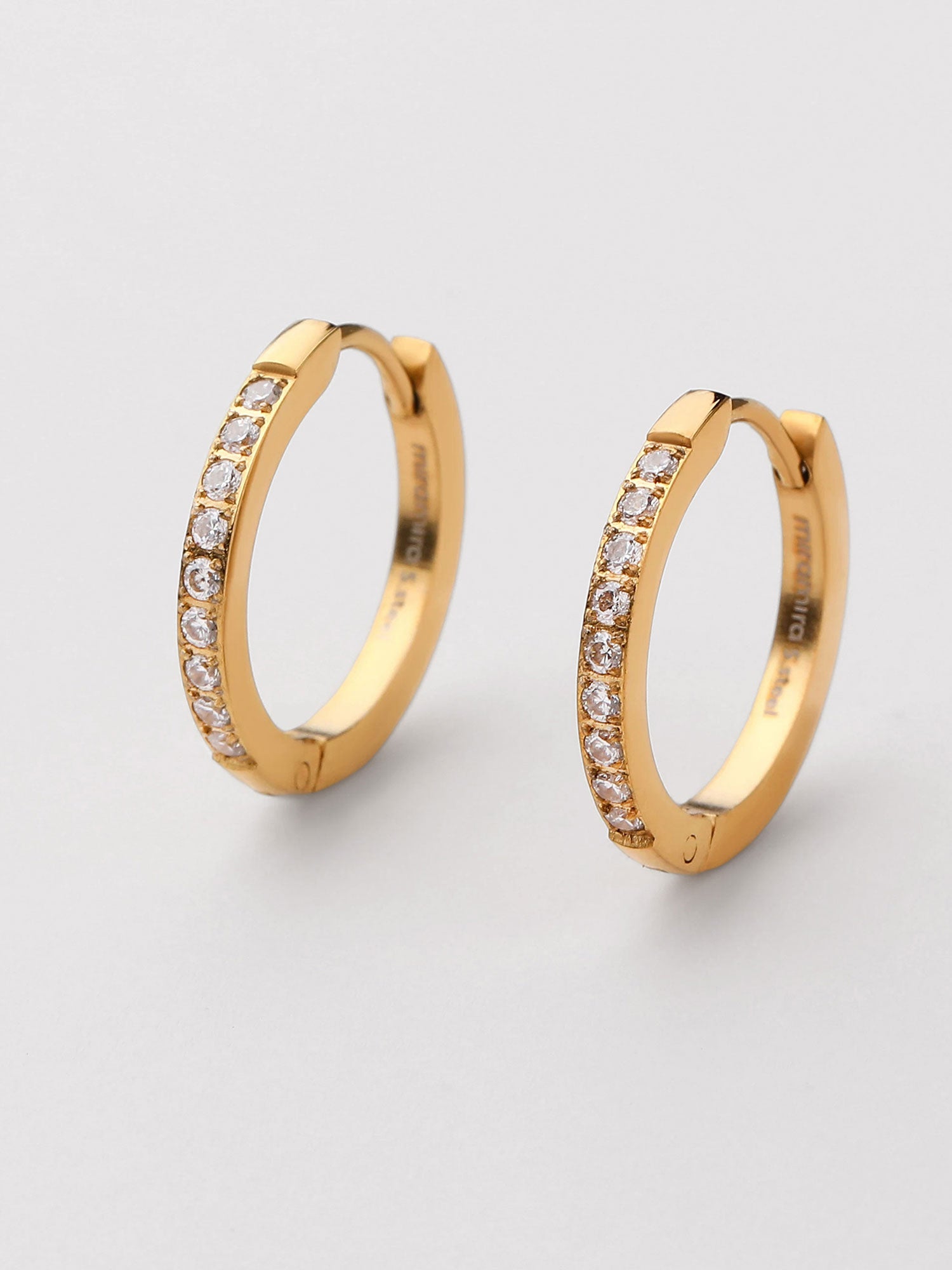 Brinco aro Elise dourado com zircónias multicolor
