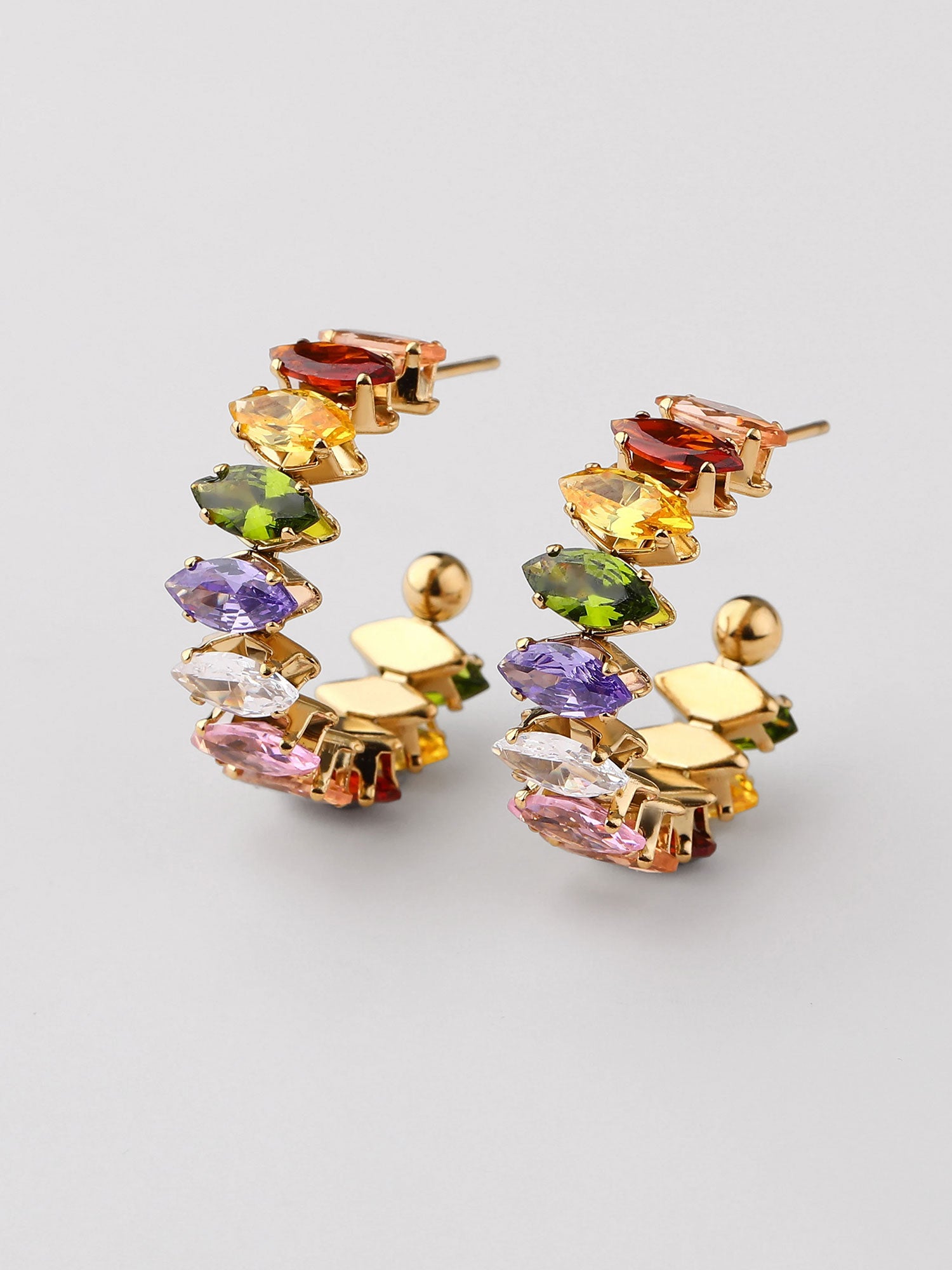 Brincos aro Emme com zircónias multicolor