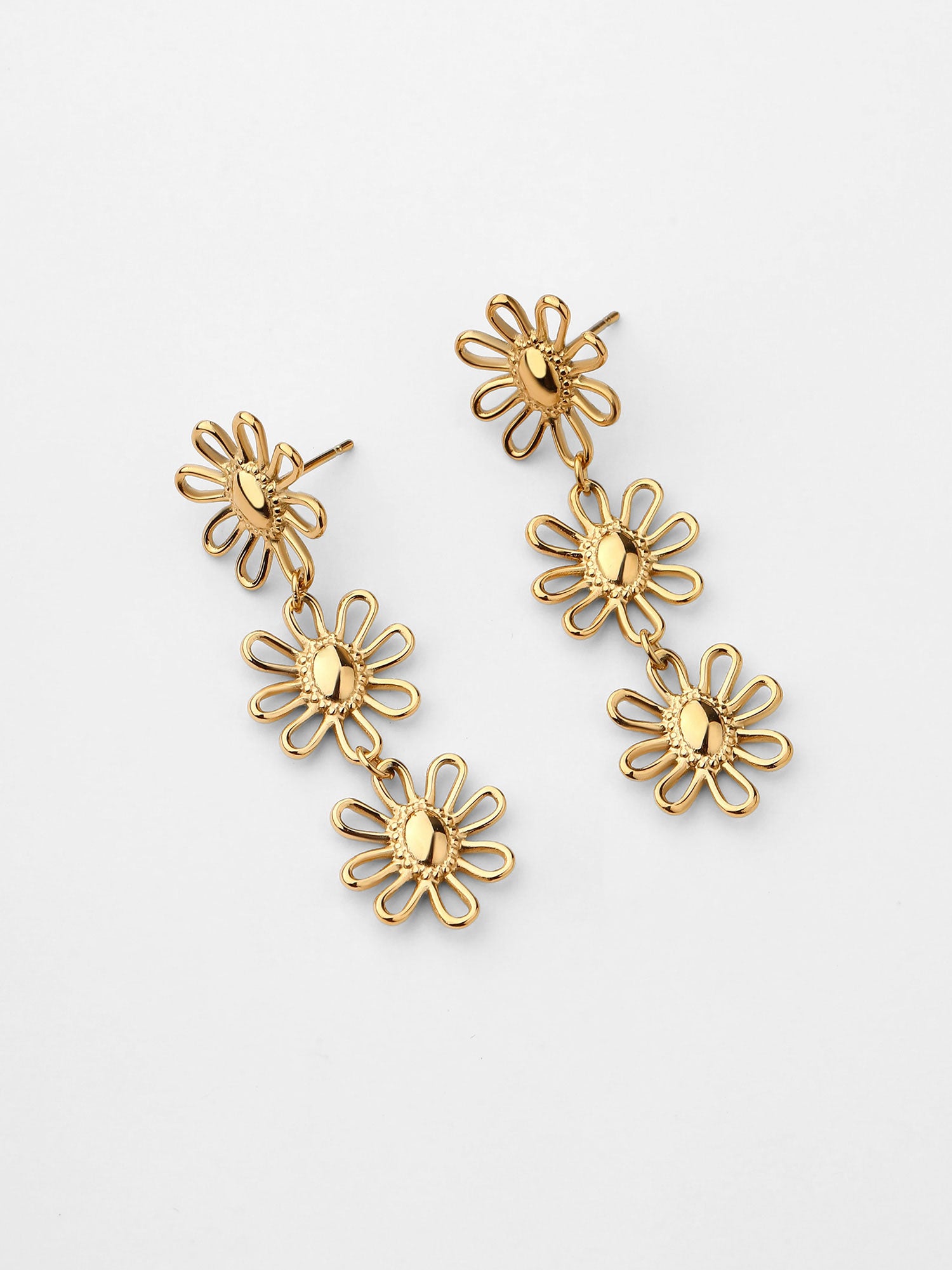 Brincos Girassol Zarya Dourado Pendente