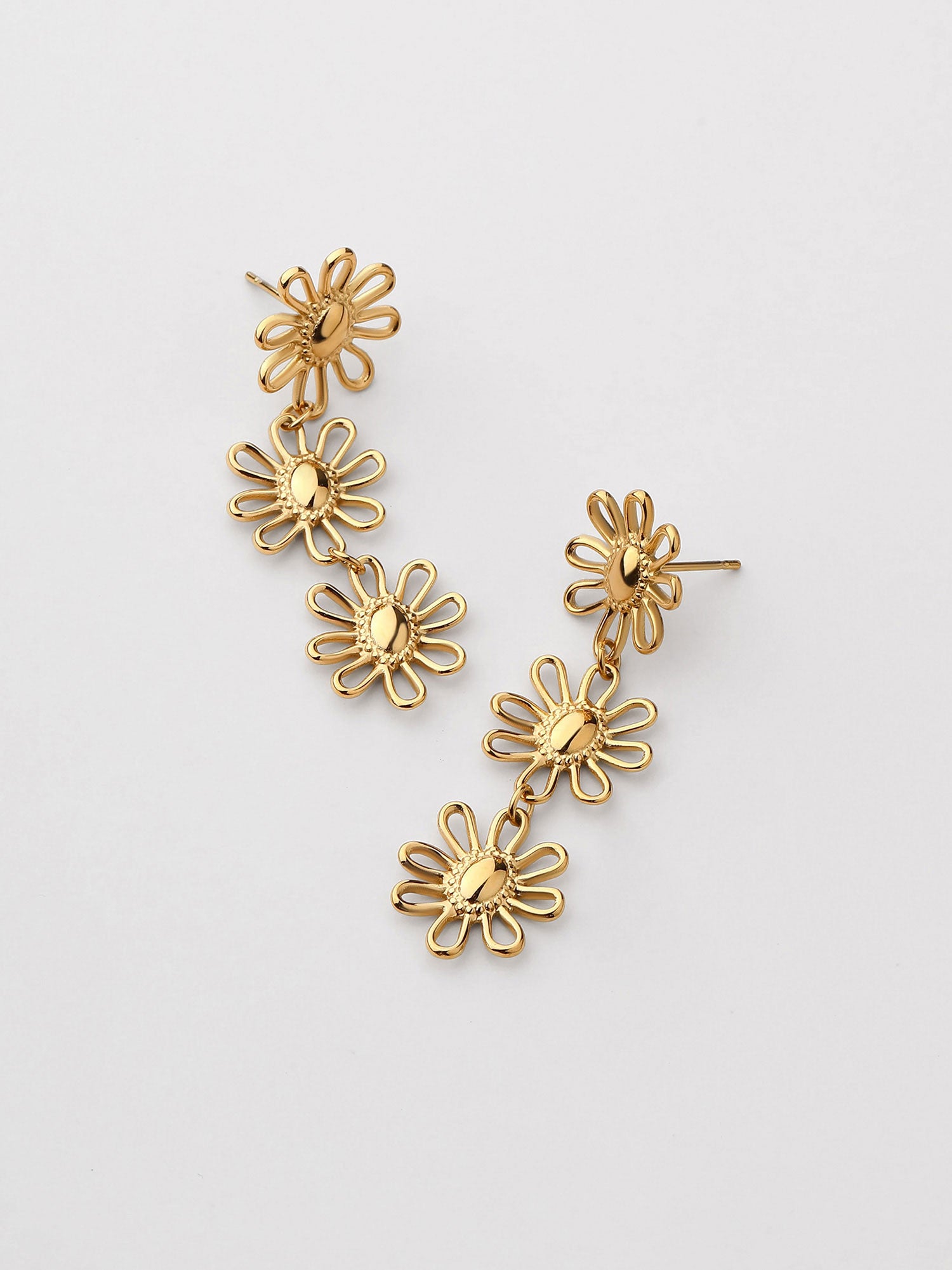 Brincos Girassol Zarya Dourado Pendente