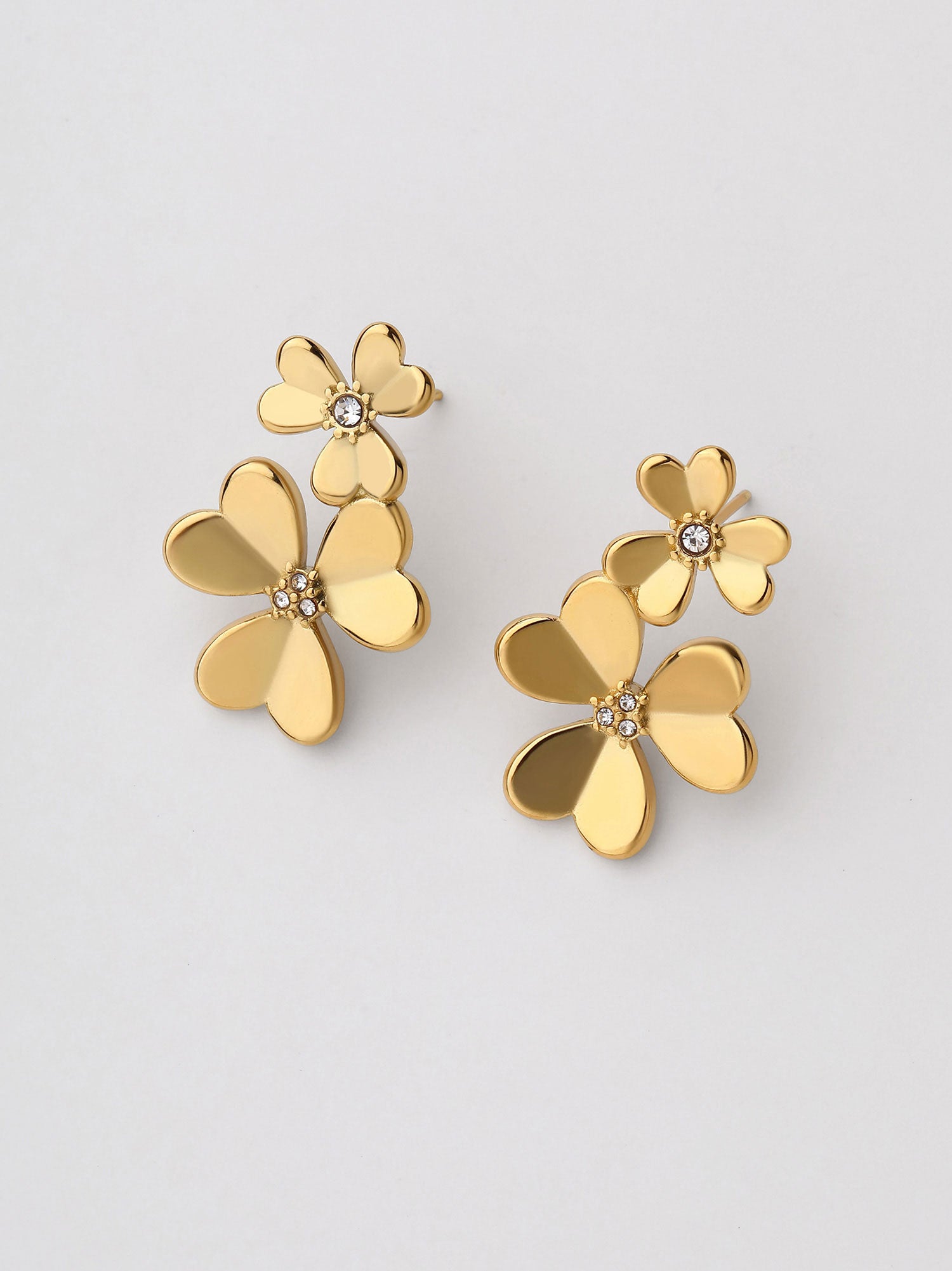 Brincos Trevo Zircónia Zalia Dourado