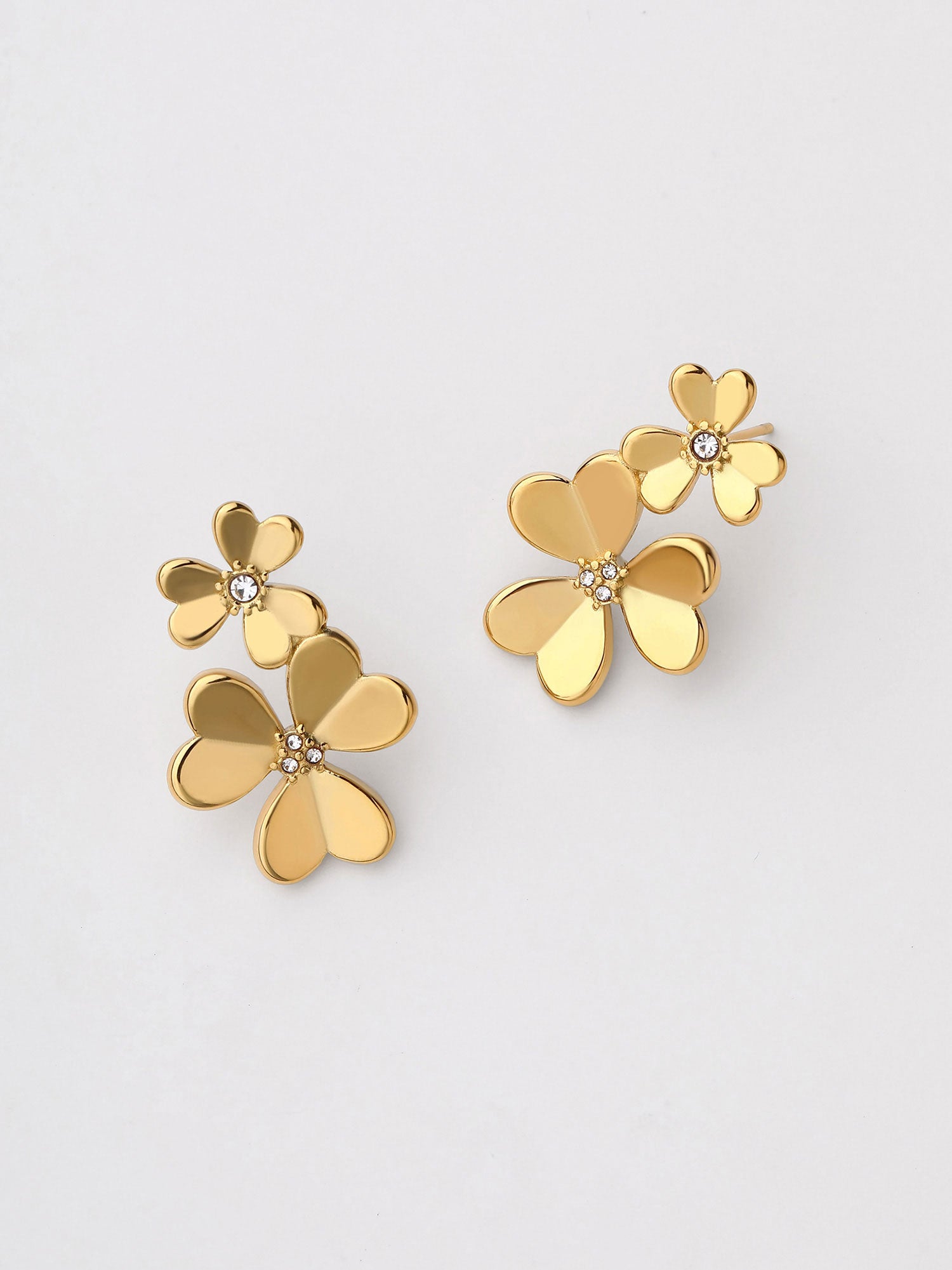 Brincos Trevo Zircónia Zalia Dourado