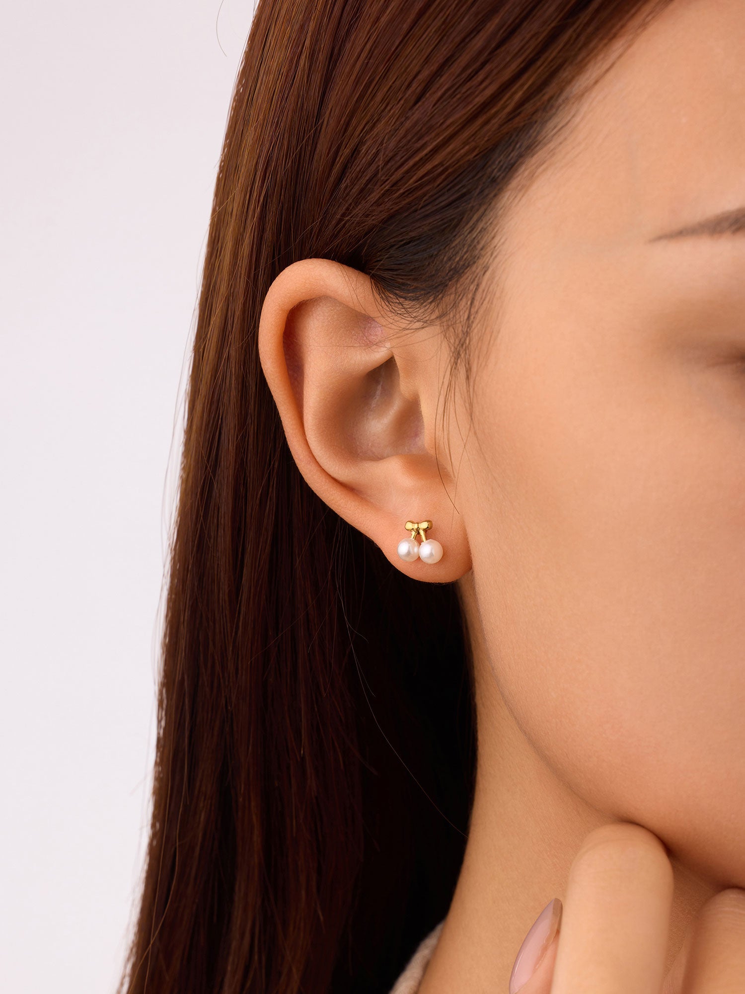 Brincos de pérola Nina cereja dourados