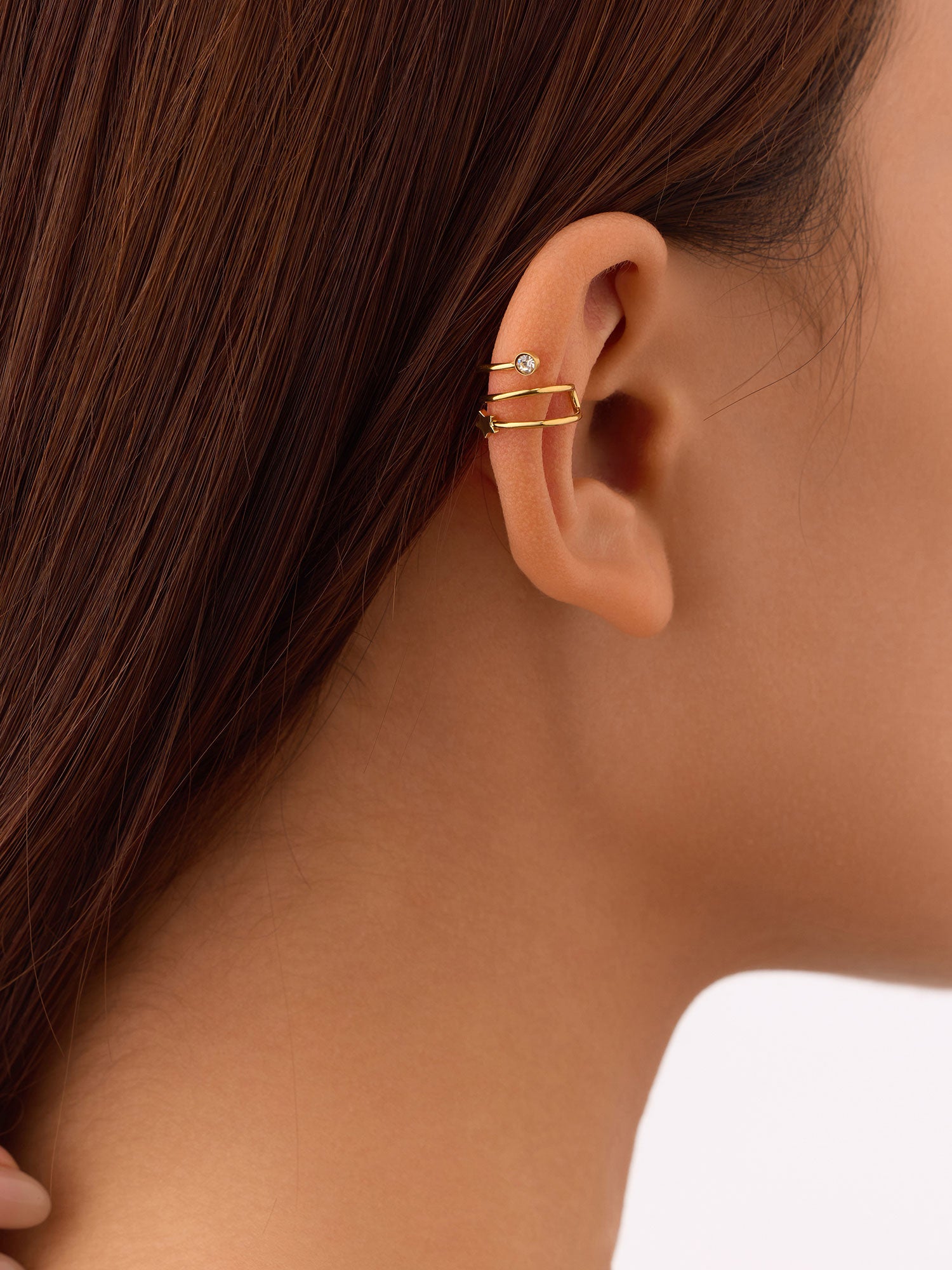 Ear cuff Lunae com zircónias dourado