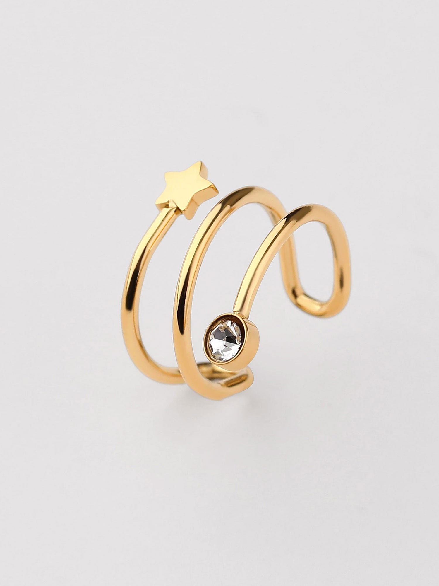 Ear cuff Lunae com zircónias dourado