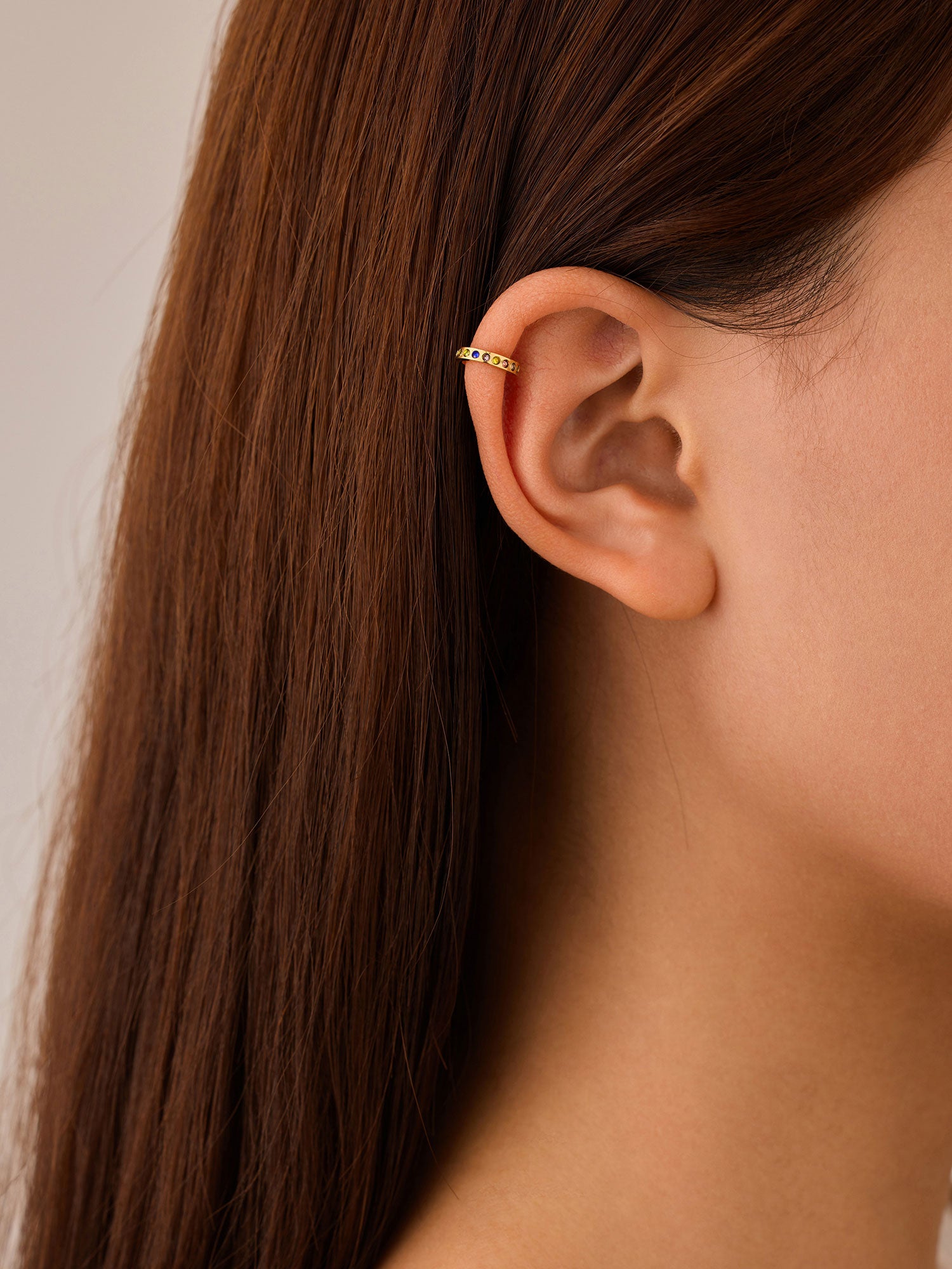 Ear cuff duplo aro Laina multicolor dourado