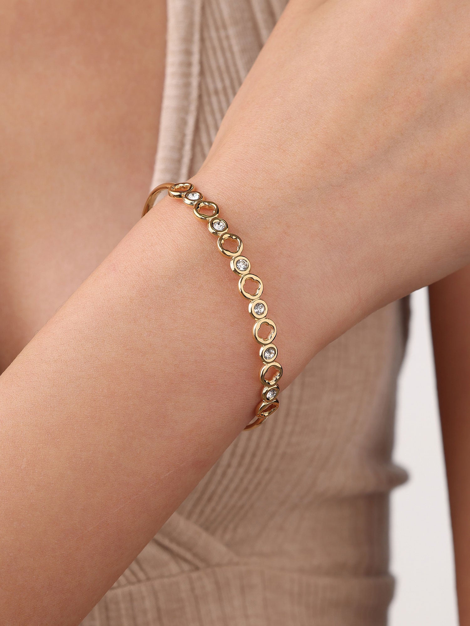 Bracelete círculos com zircónia Dourado