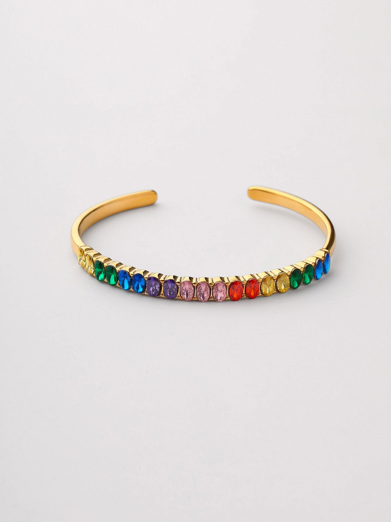 Braceletes Aelora Zircónias Multicolor Aberto Dourado