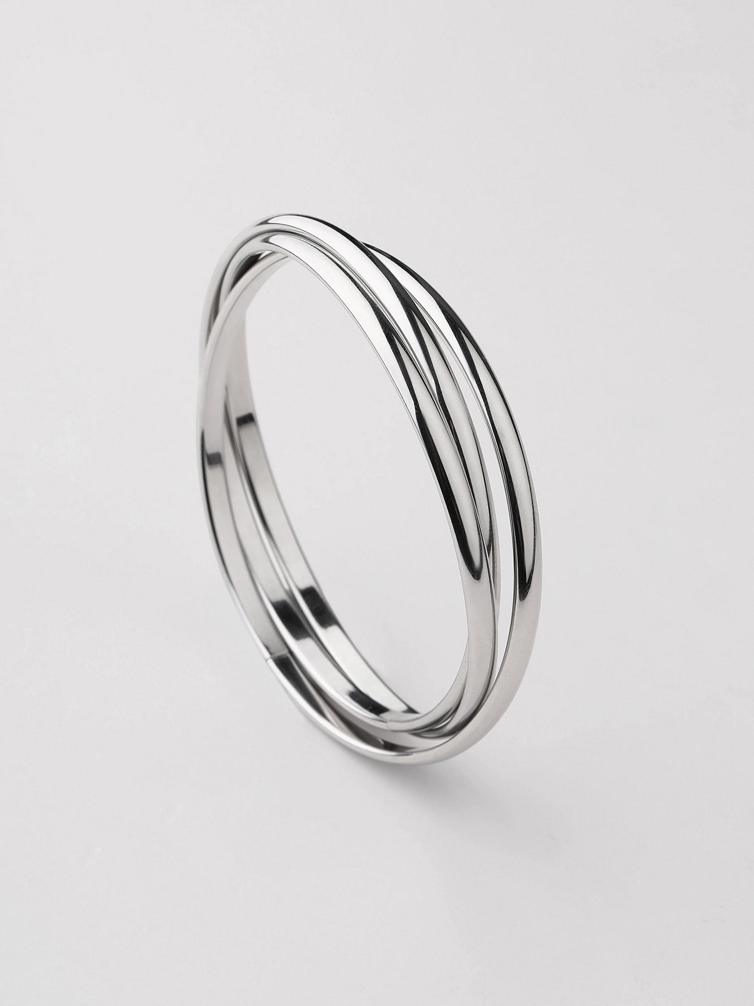 Bracelete triplo Iria liso prateado