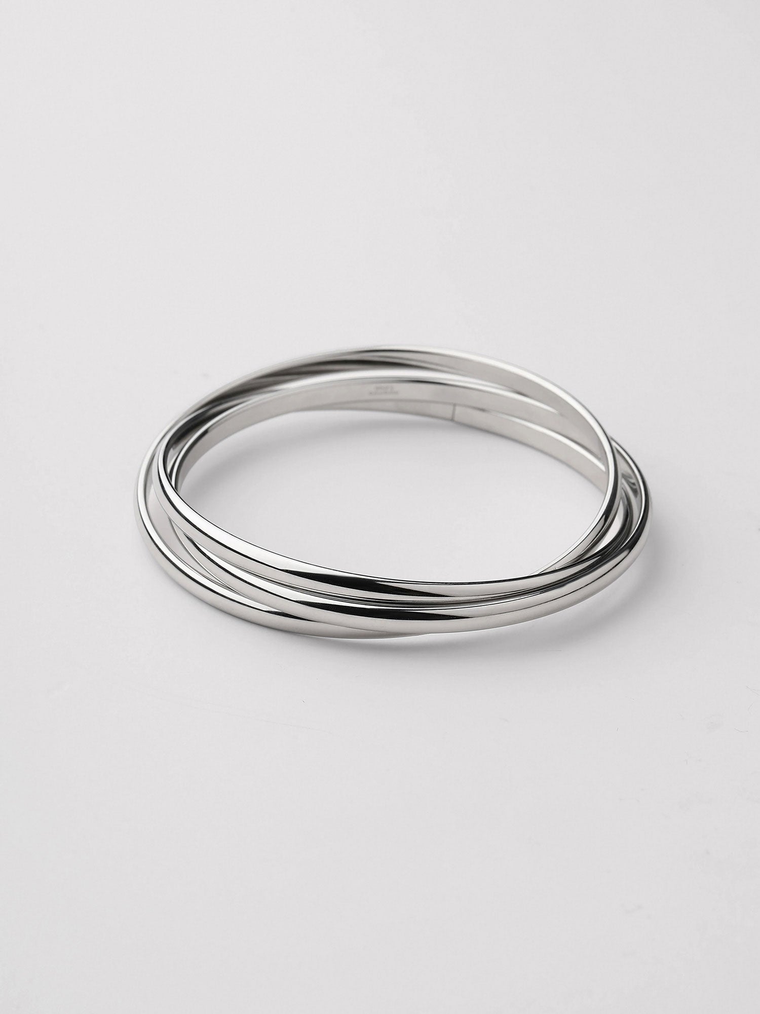 Bracelete triplo Iria liso prateado