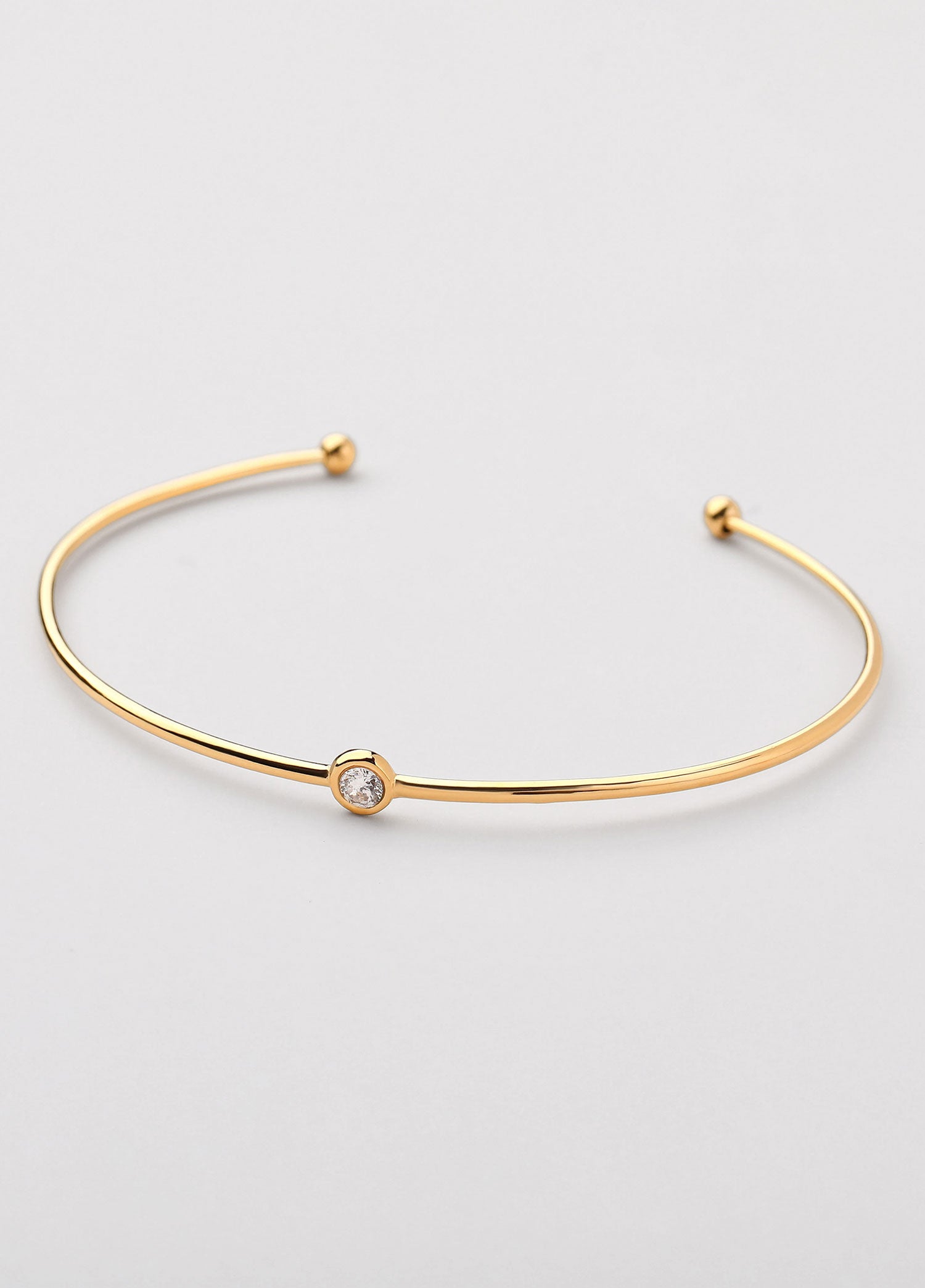 Bracelete aberto com zircónia Dourado