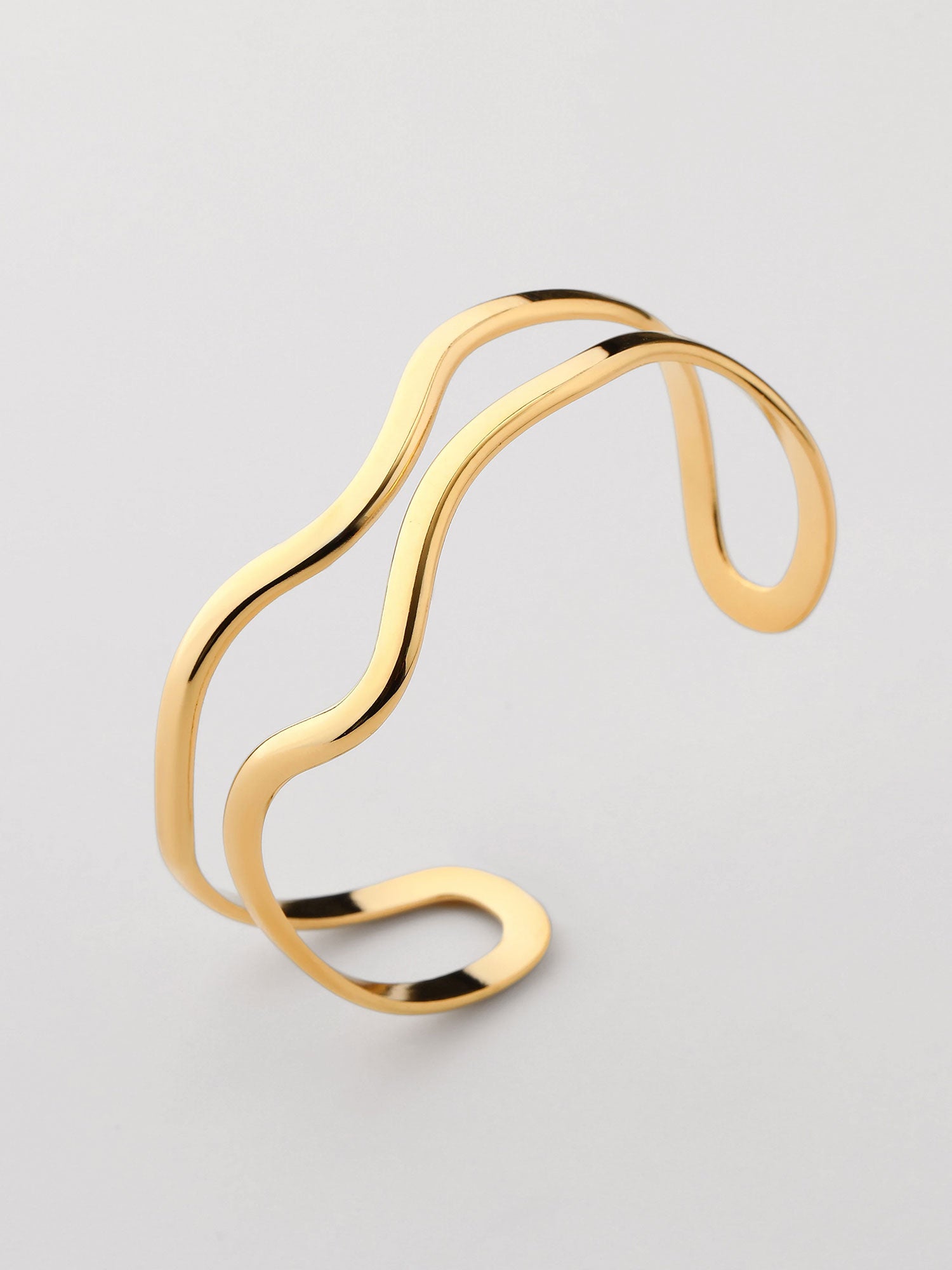 Bracelete duplo fino aberto Dourado