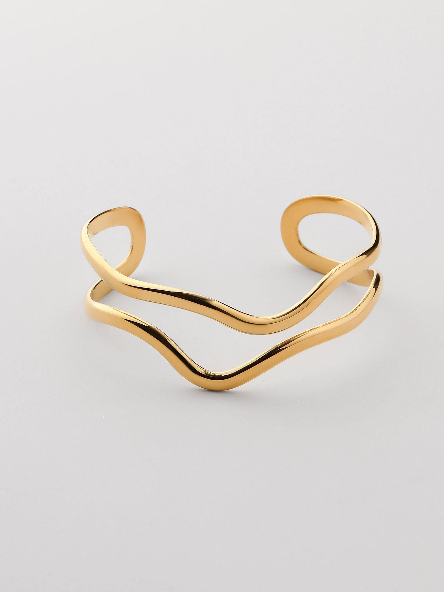 Bracelete duplo fino aberto Dourado