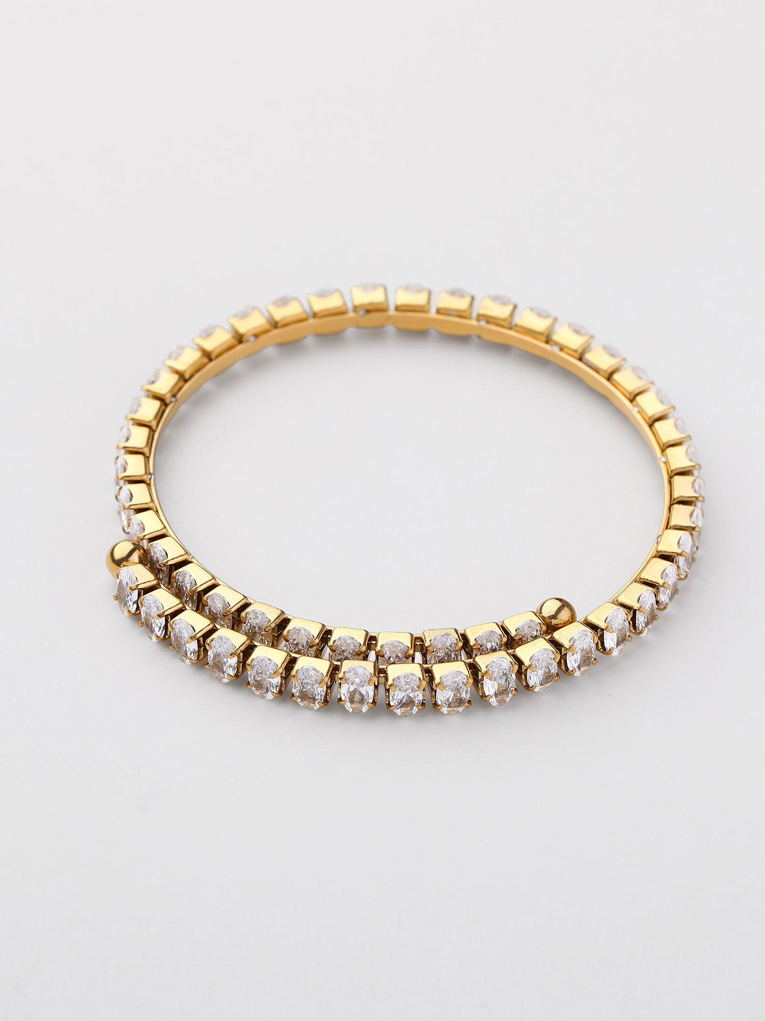 Bracelete Enza com zircónia dourado pedra média