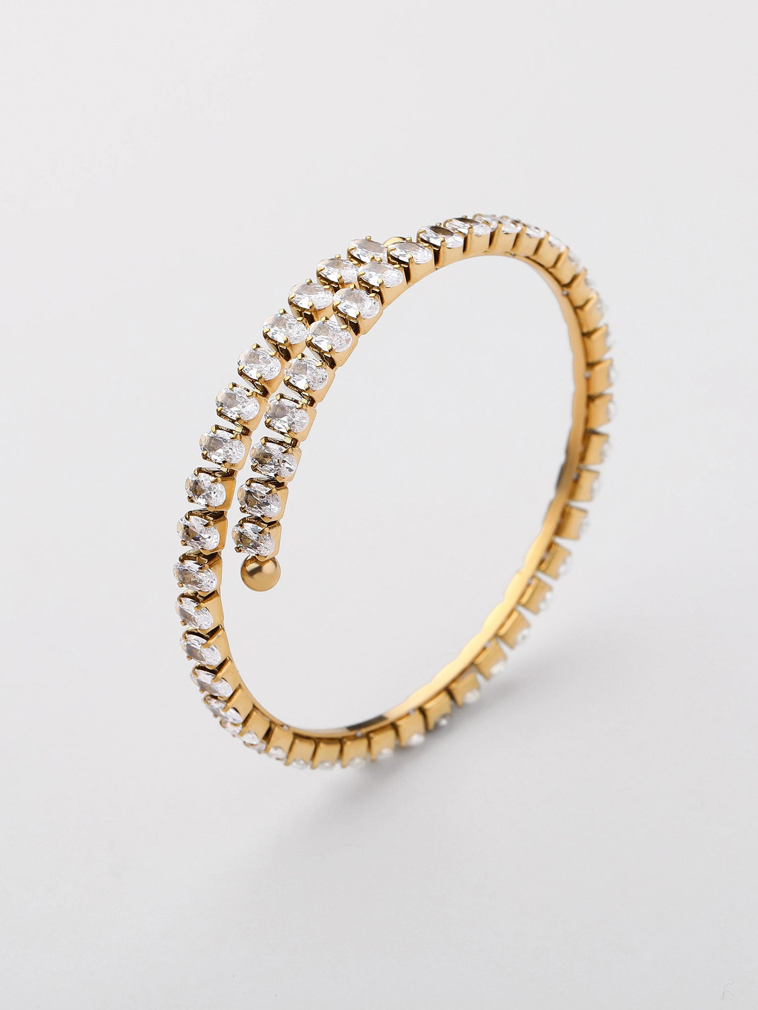 Bracelete Enza com zircónia dourado pedra média