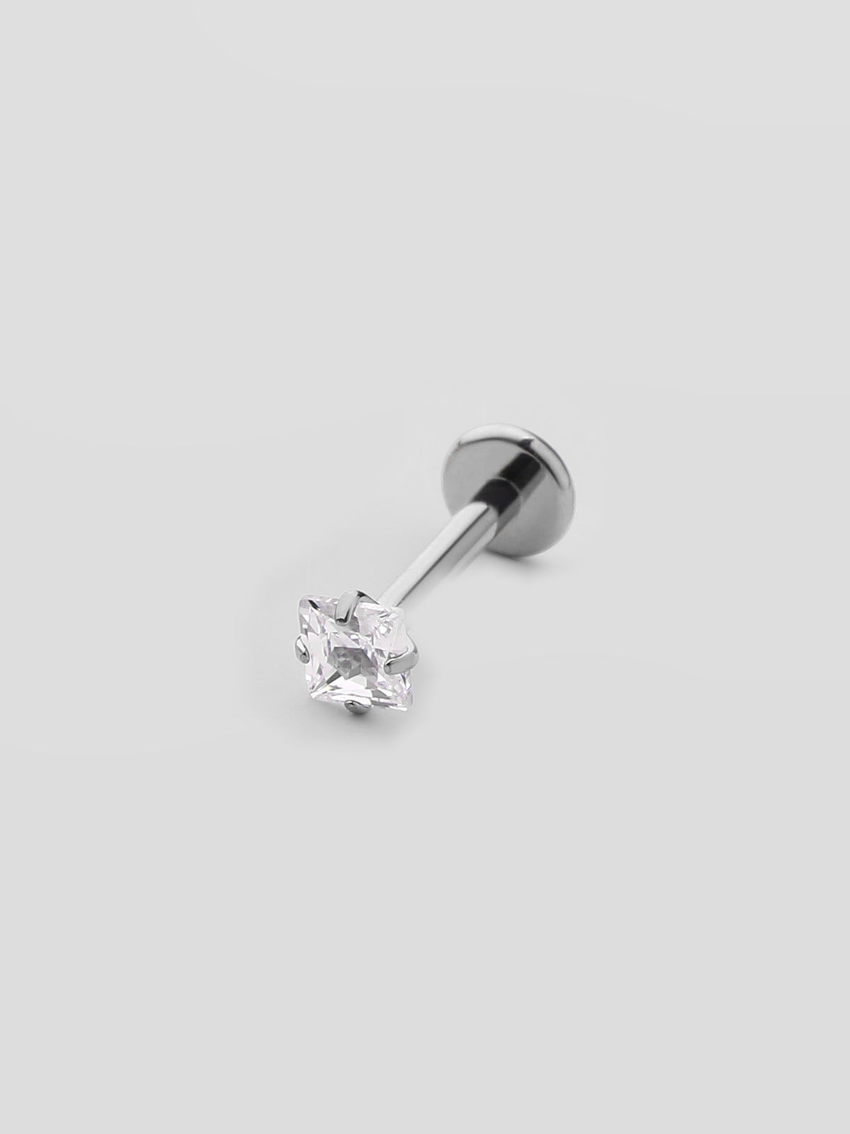 Piercing de Orelha Tessa Prateado Zircónia Quadrada