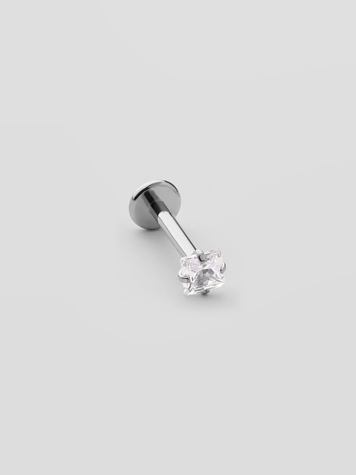 Piercing de Orelha Tessa Prateado Zircónia Quadrada
