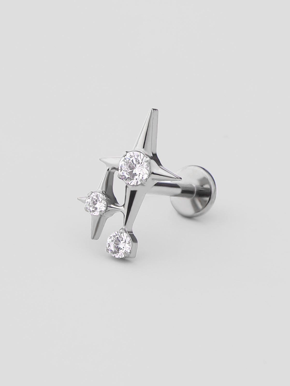 Piercing de Orelha Selene Prateado Estrelas