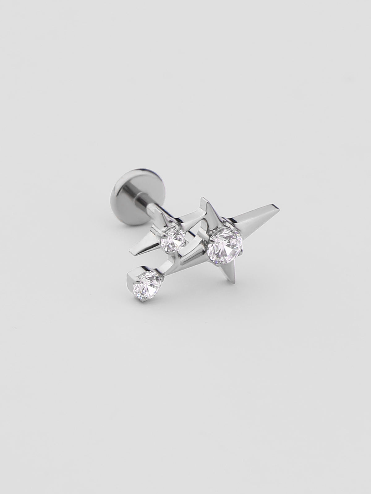 Piercing de Orelha Selene Prateado Estrelas